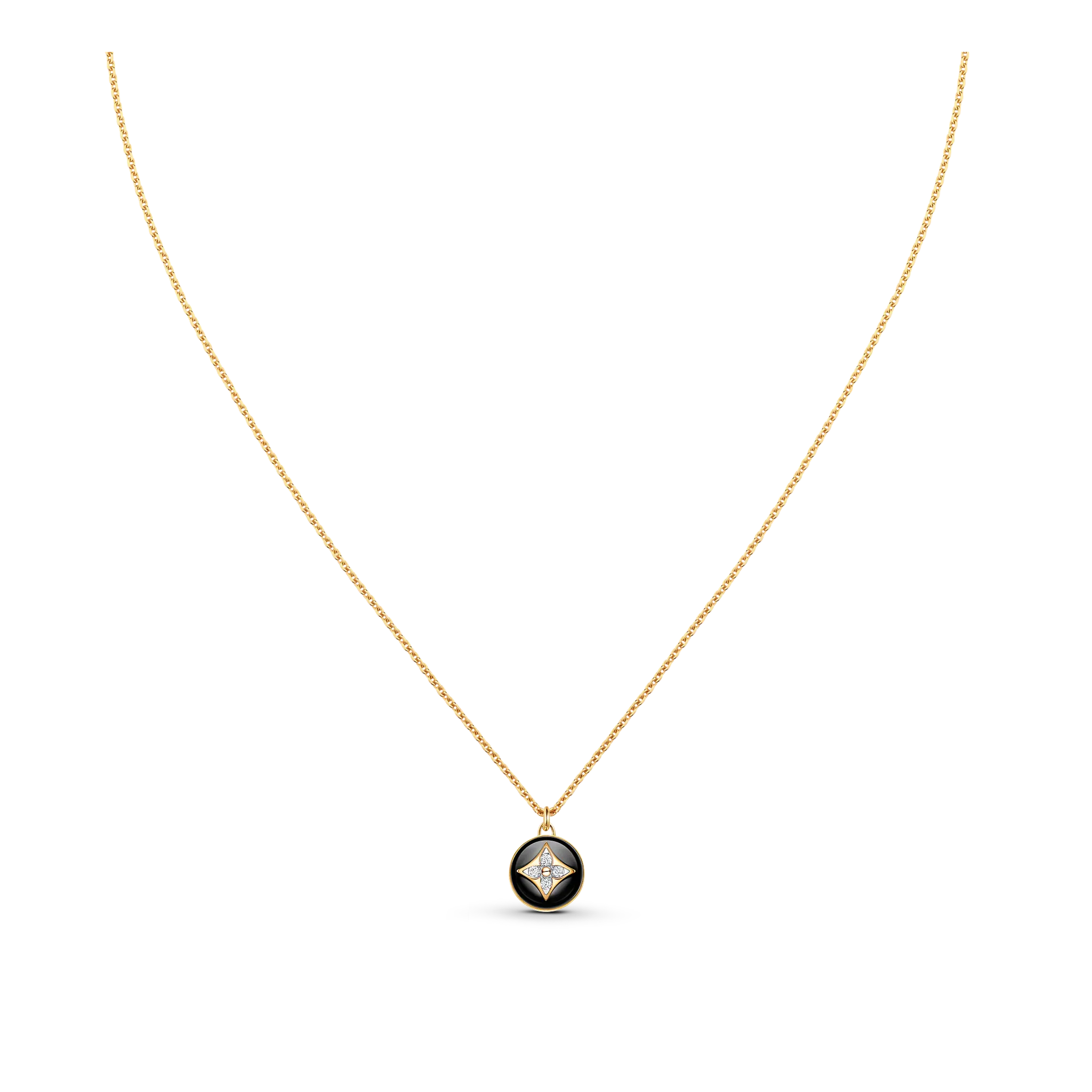 Louis Vuitton B Blossom Pendant, Yellow Gold, White Gold, Onyx And Diamonds