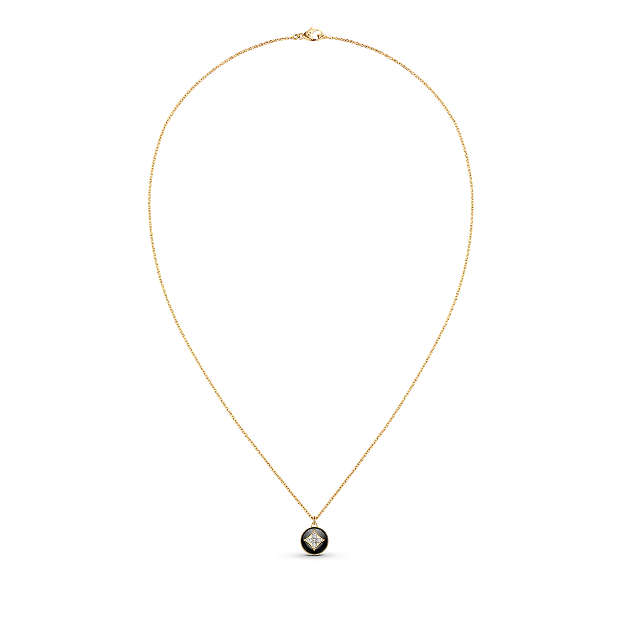 Louis Vuitton B Blossom Pendant, Yellow Gold, White Gold, Onyx And Diamonds