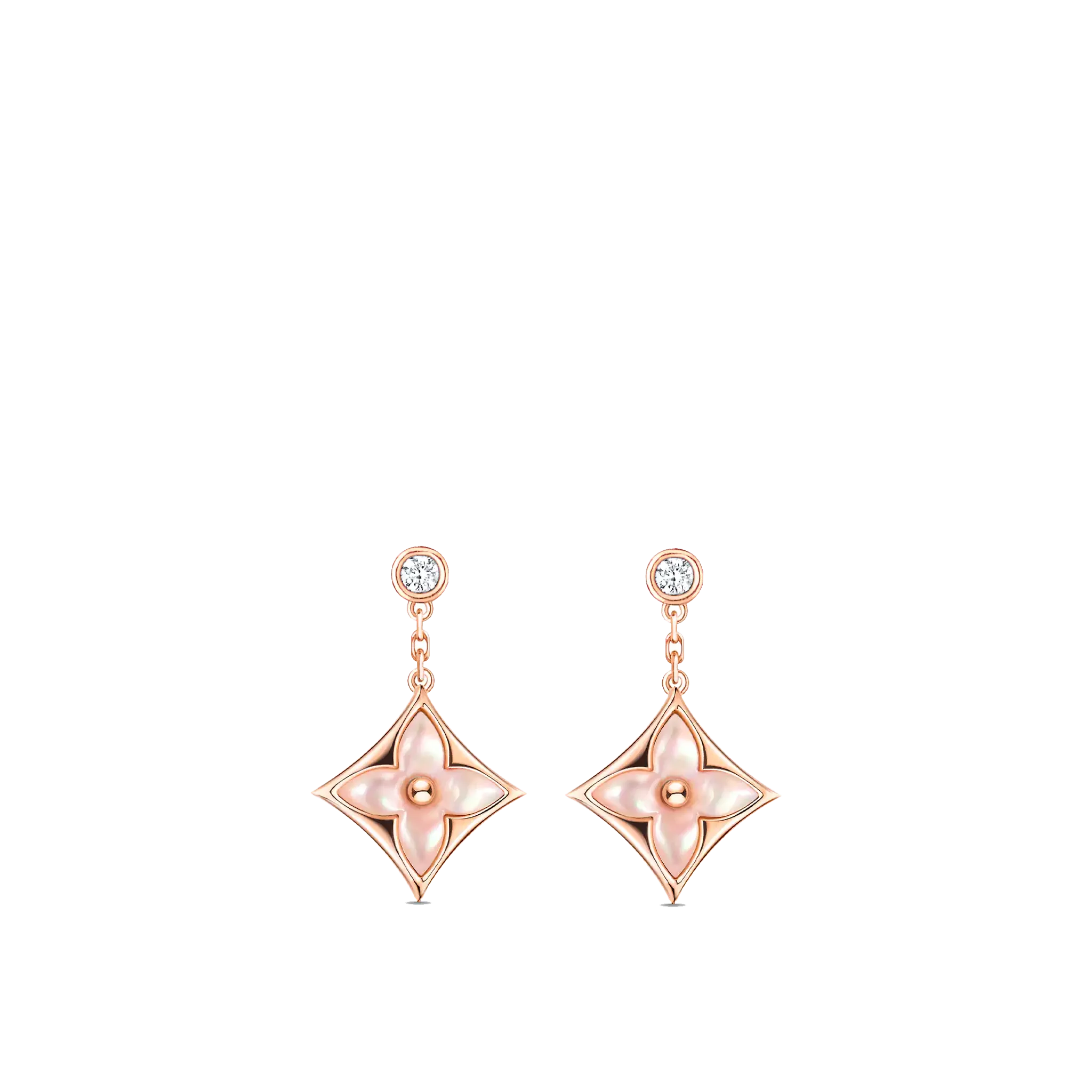 Color Blossom BB Star Ear Studs, Pink gold, pink Mother of pearl and diamonds