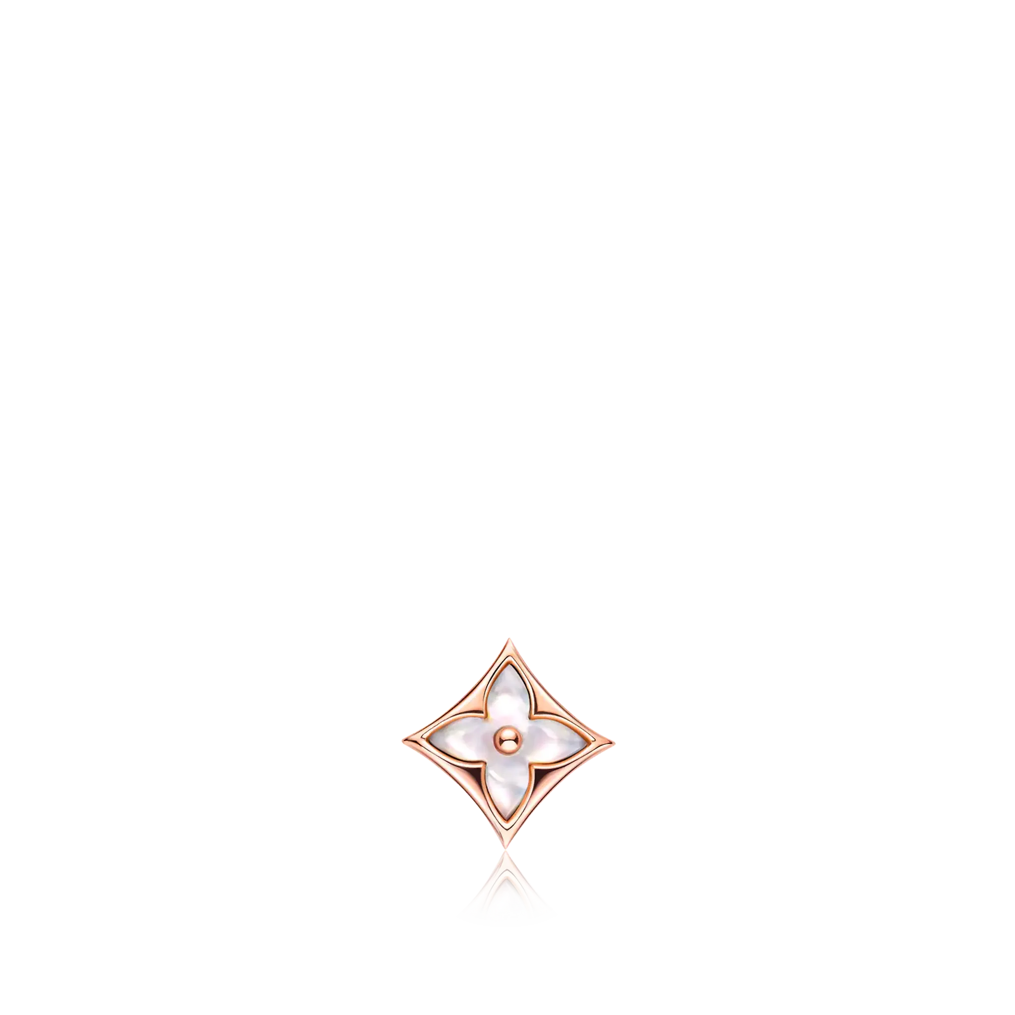 Color Blossom Star Ear Stud, Pink Gold And White Mother-Of-Pearl - Per Unit