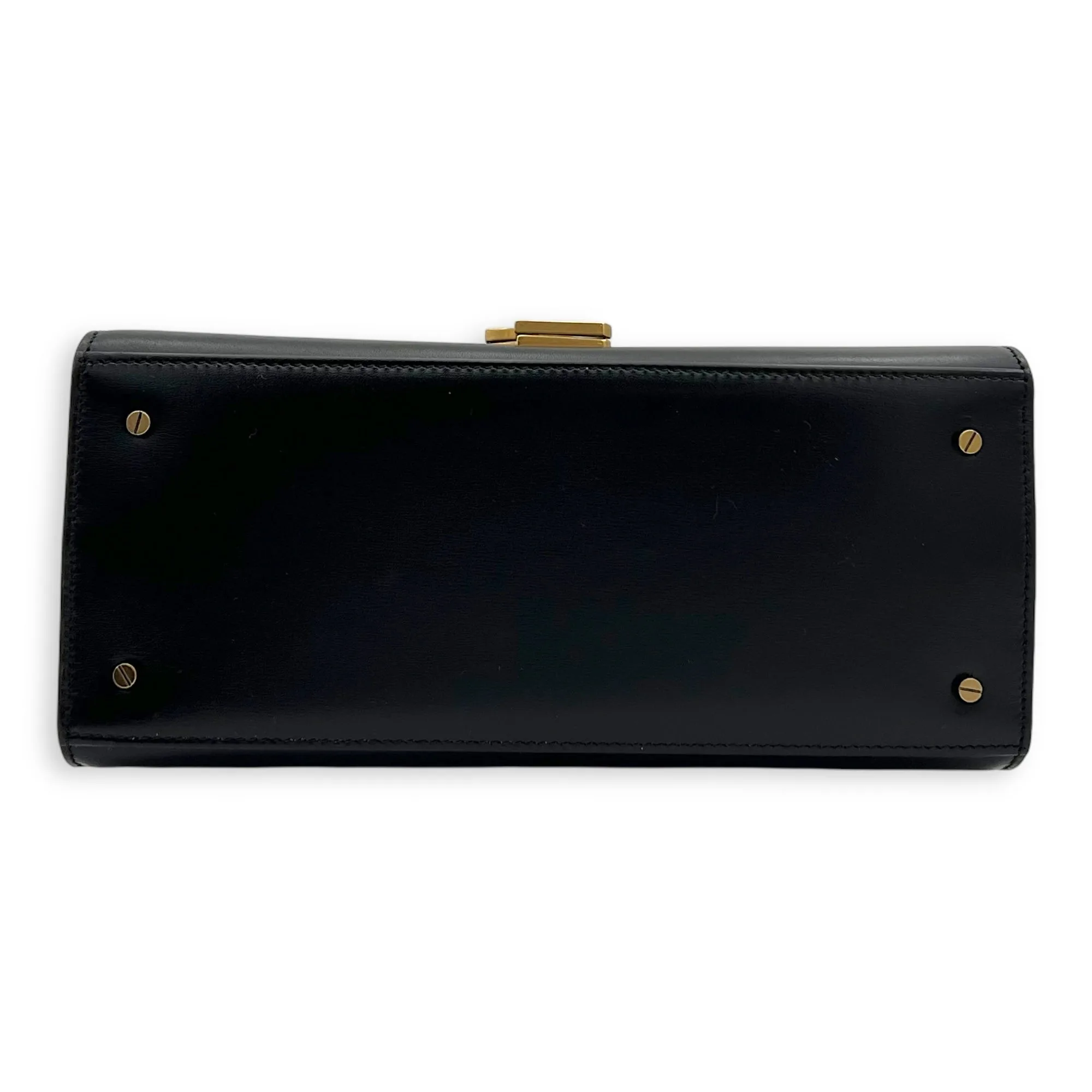 Cassandra Top Handle Bag Black in Calfskin, Gold hardware