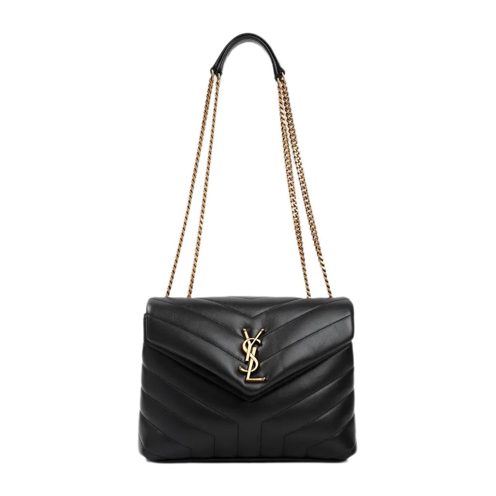 [TOP] SAINT LAURENT Loulou Small Quilted Leather Black Golden Hardware Shoulder Bag