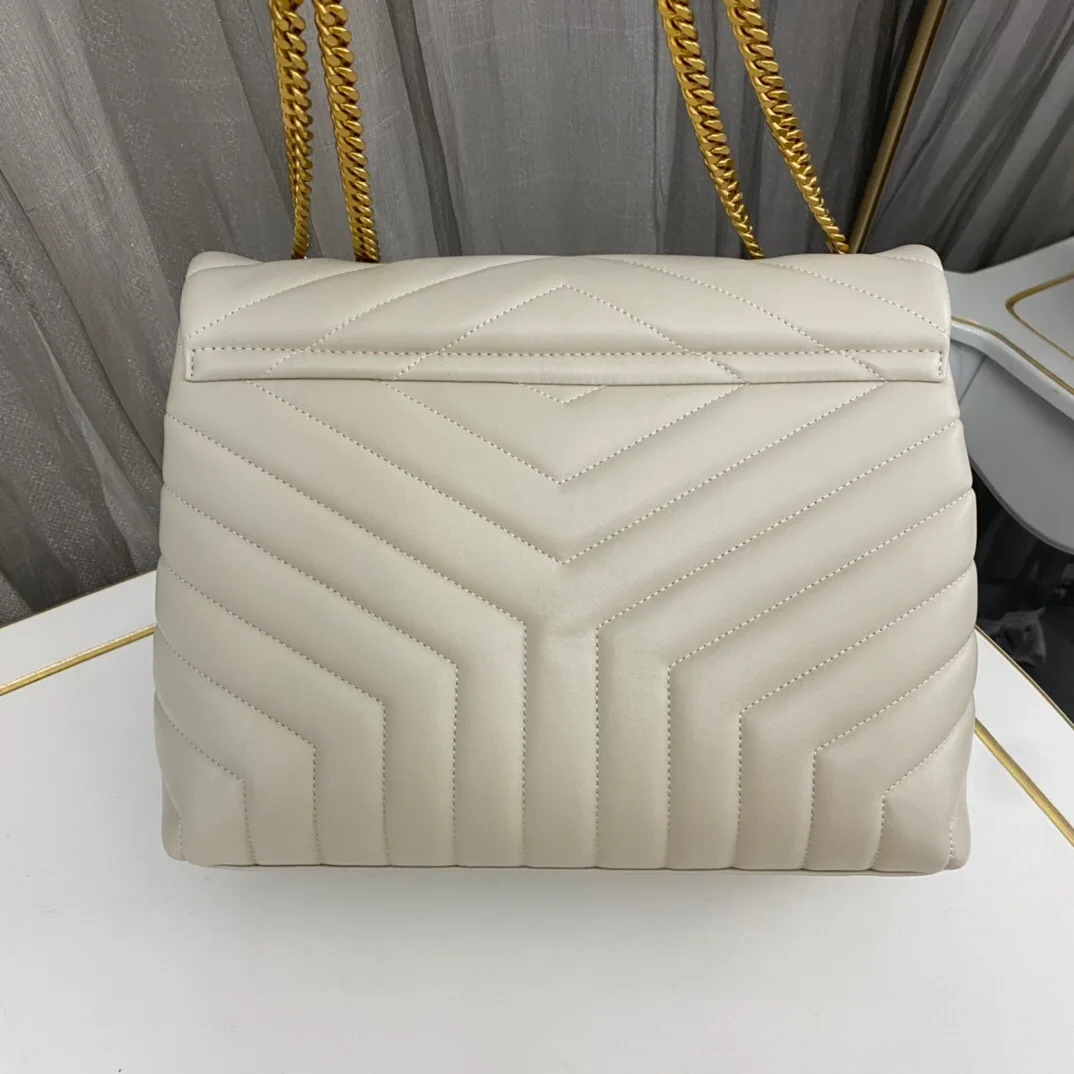 SAINT LAURENT Loulou medium quilted leather shoulder bag white - Bag