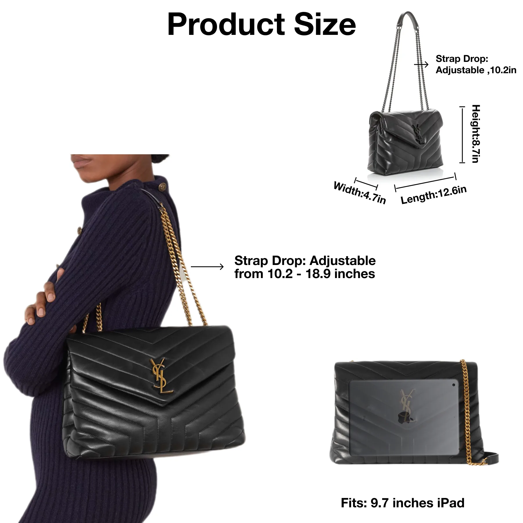 SAINT LAURENT Loulou medium quilted leather shoulder bag black - Bag