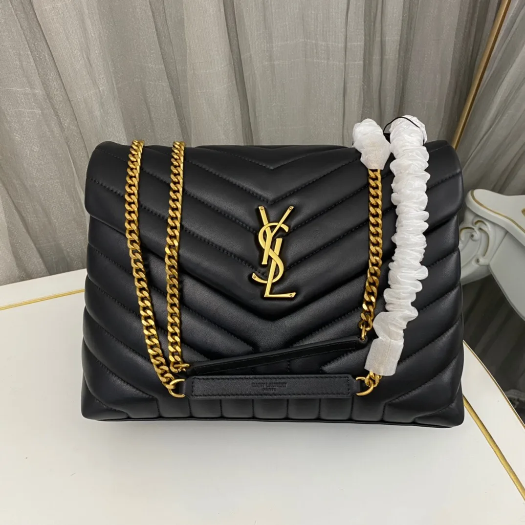 SAINT LAURENT Loulou medium quilted leather shoulder bag black - Bag