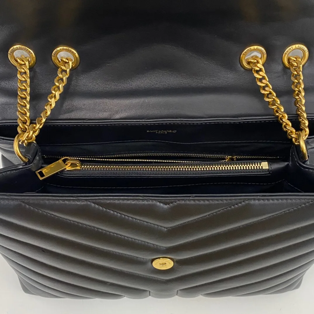 SAINT LAURENT Loulou medium quilted leather shoulder bag black - Bag