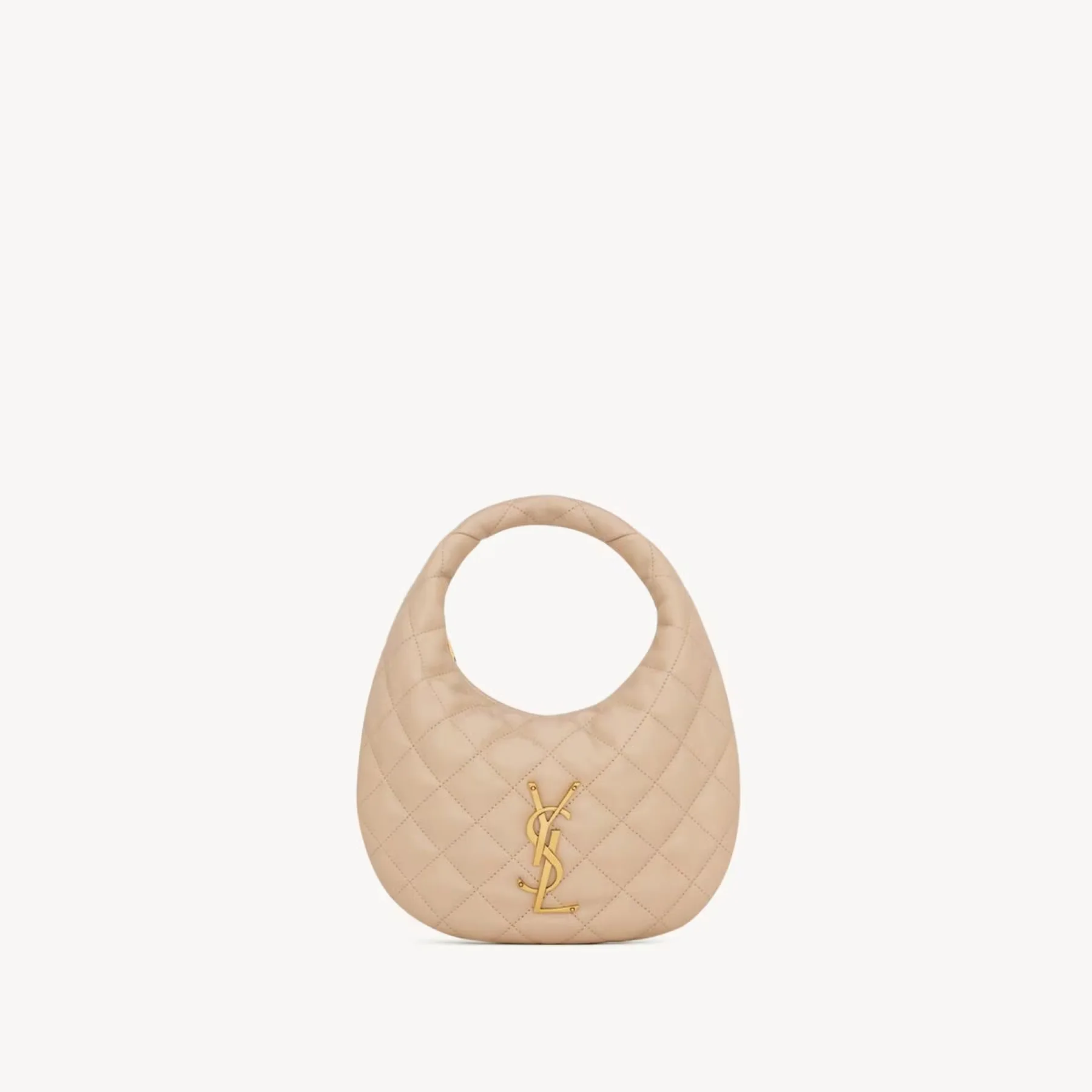 [TOP]Saint Laurent YSL IICARINO in quilted suede Hobo Bag - DARK BEIGE