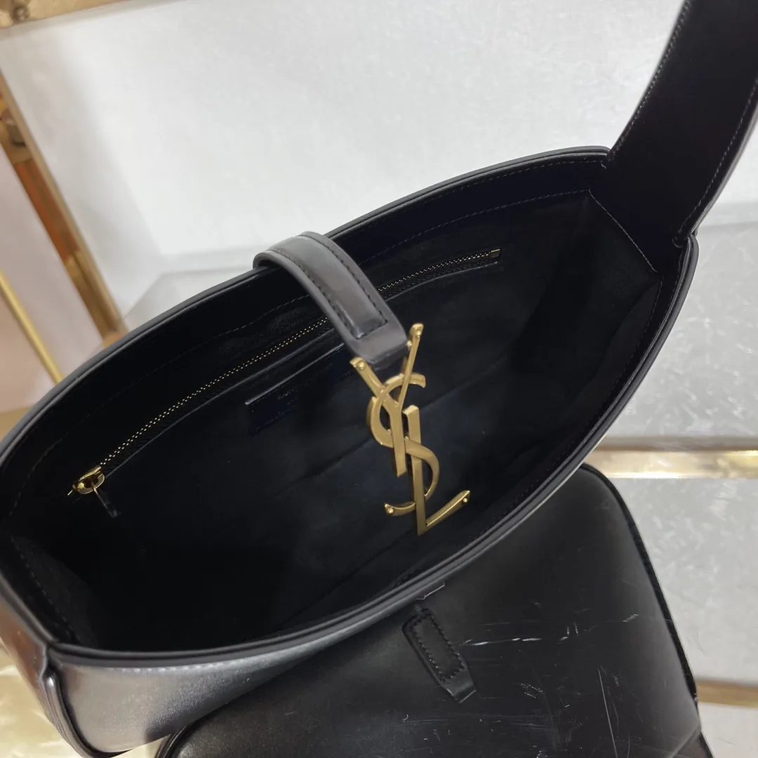 SAINT LAURENT YSL Croc-Embossed Le 5 à 7 Hobo Bag