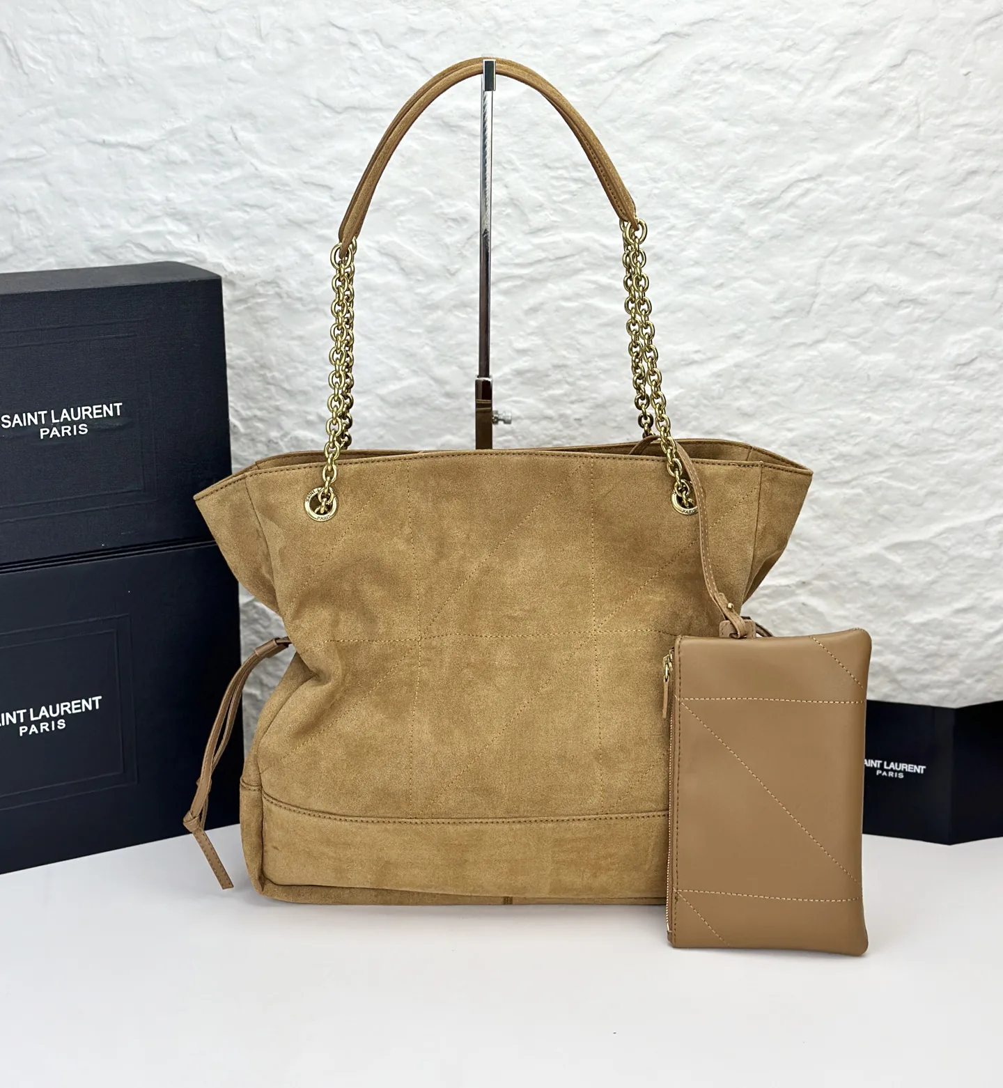 Saint Laurent JAMIE SHOPPING Medium in suede GOLDEN LEAF - Bag