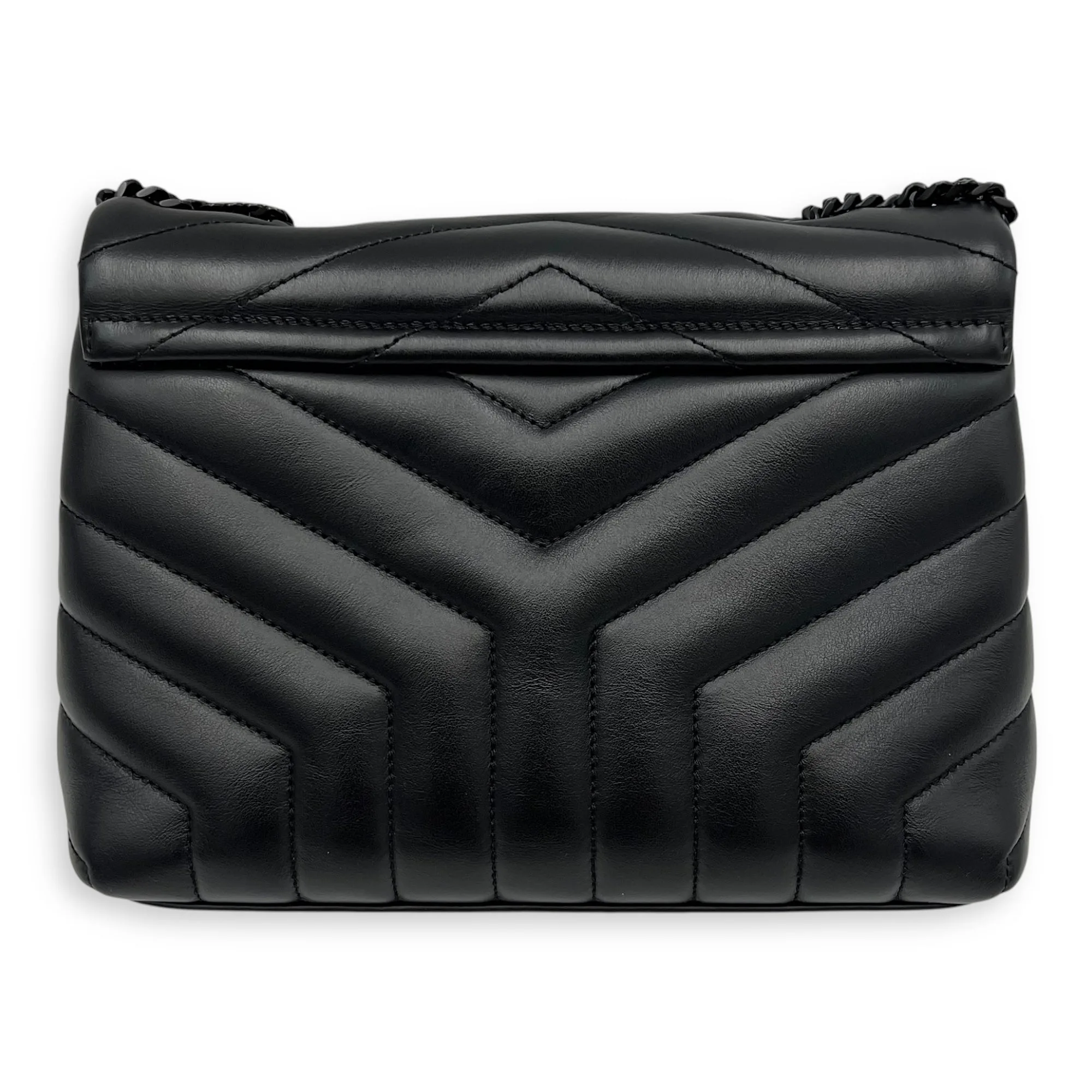 Loulou Shoulder Bag Black in Calfskin, Lacquered Metal hardware
