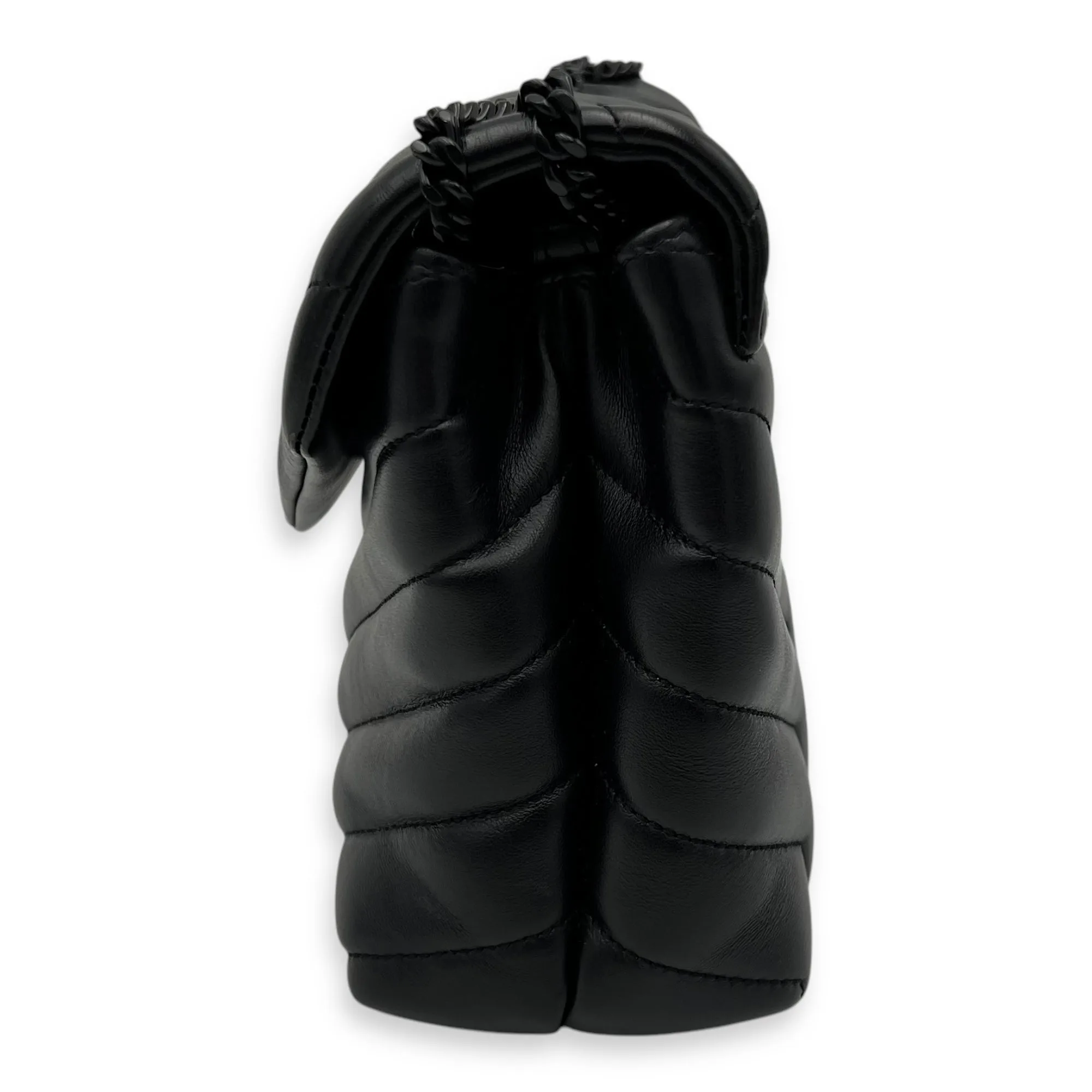 Loulou Shoulder Bag Black in Calfskin, Lacquered Metal hardware