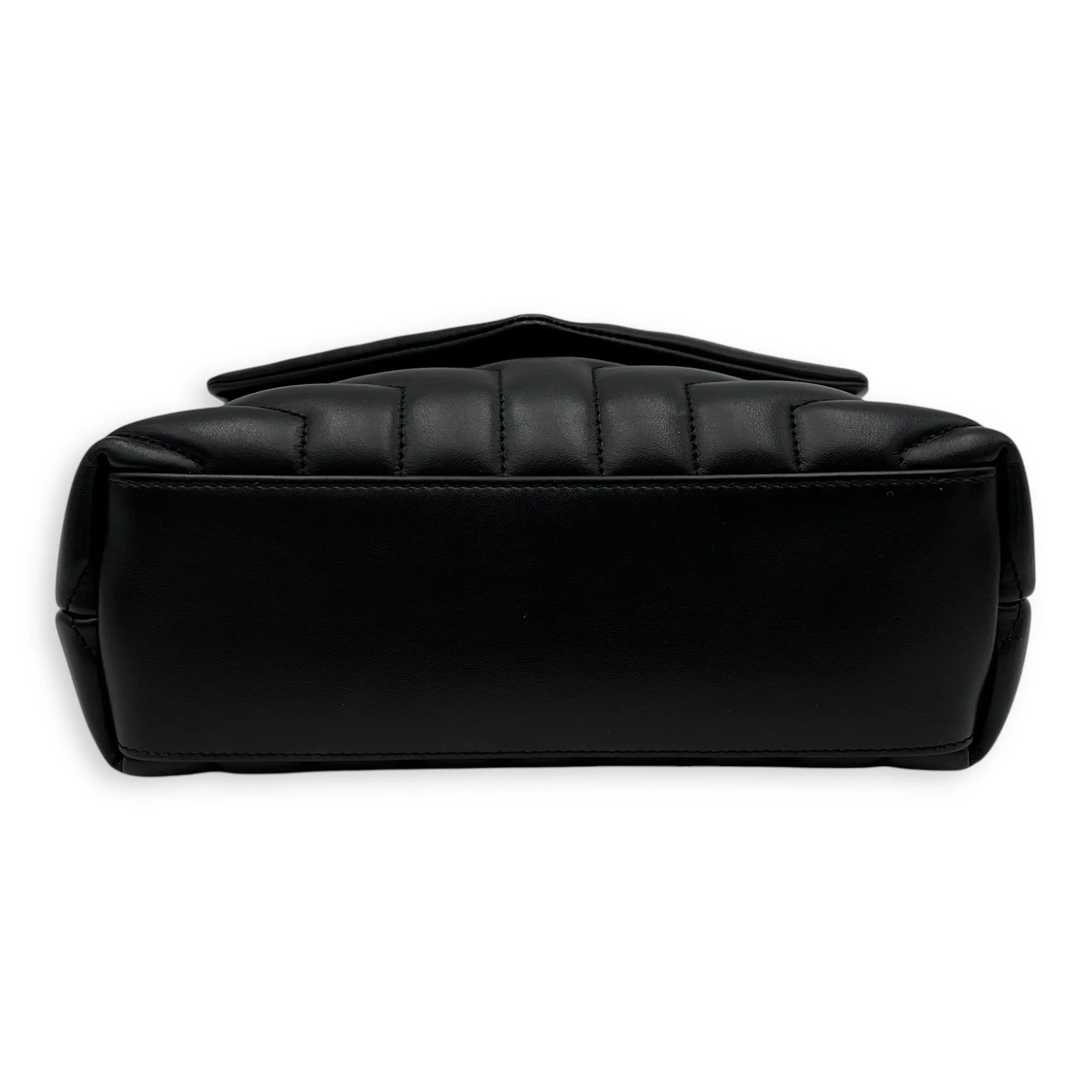 Loulou Shoulder Bag Black in Calfskin, Lacquered Metal hardware