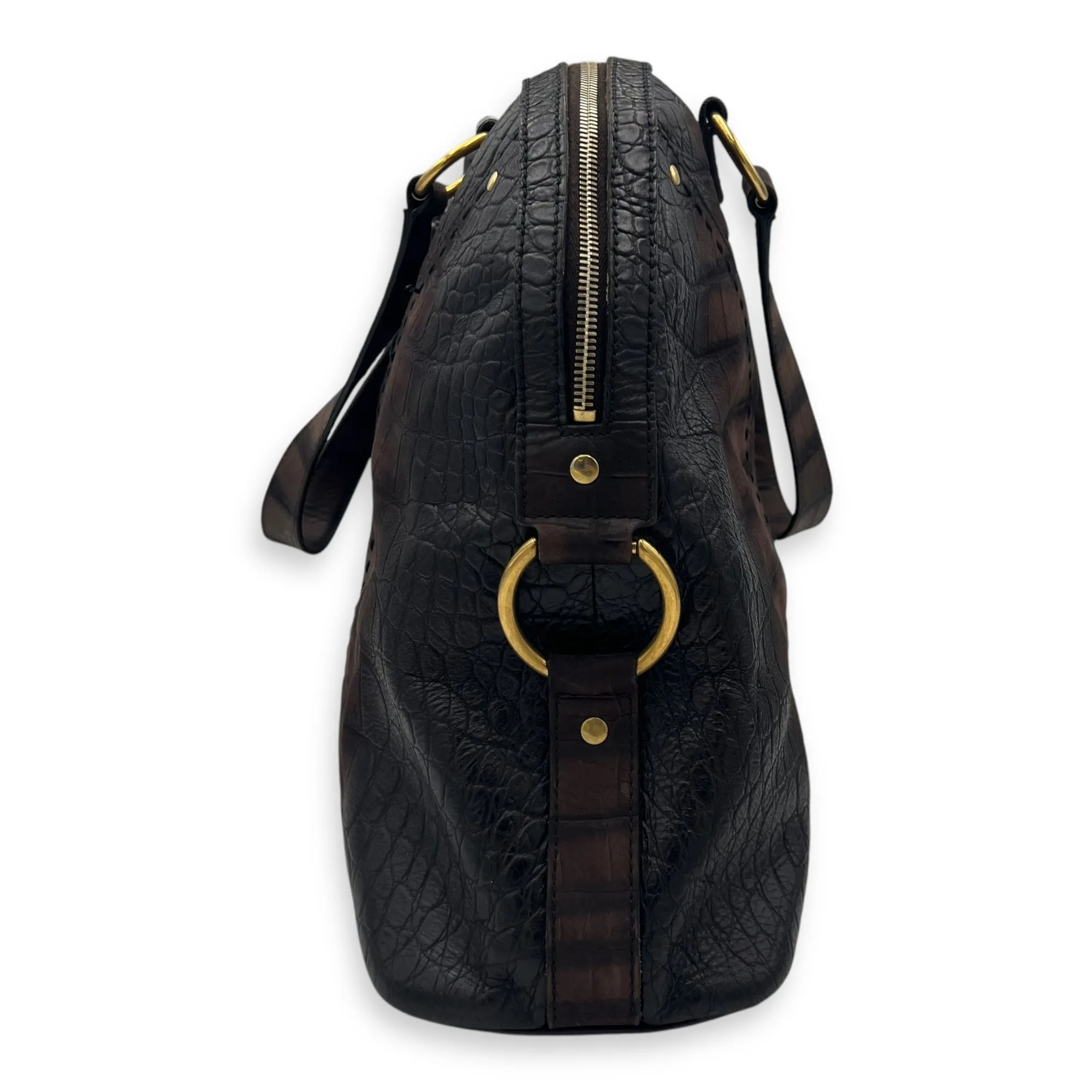 Muse Top Handle Bag Large Brown in Calfskin, Gold hardware