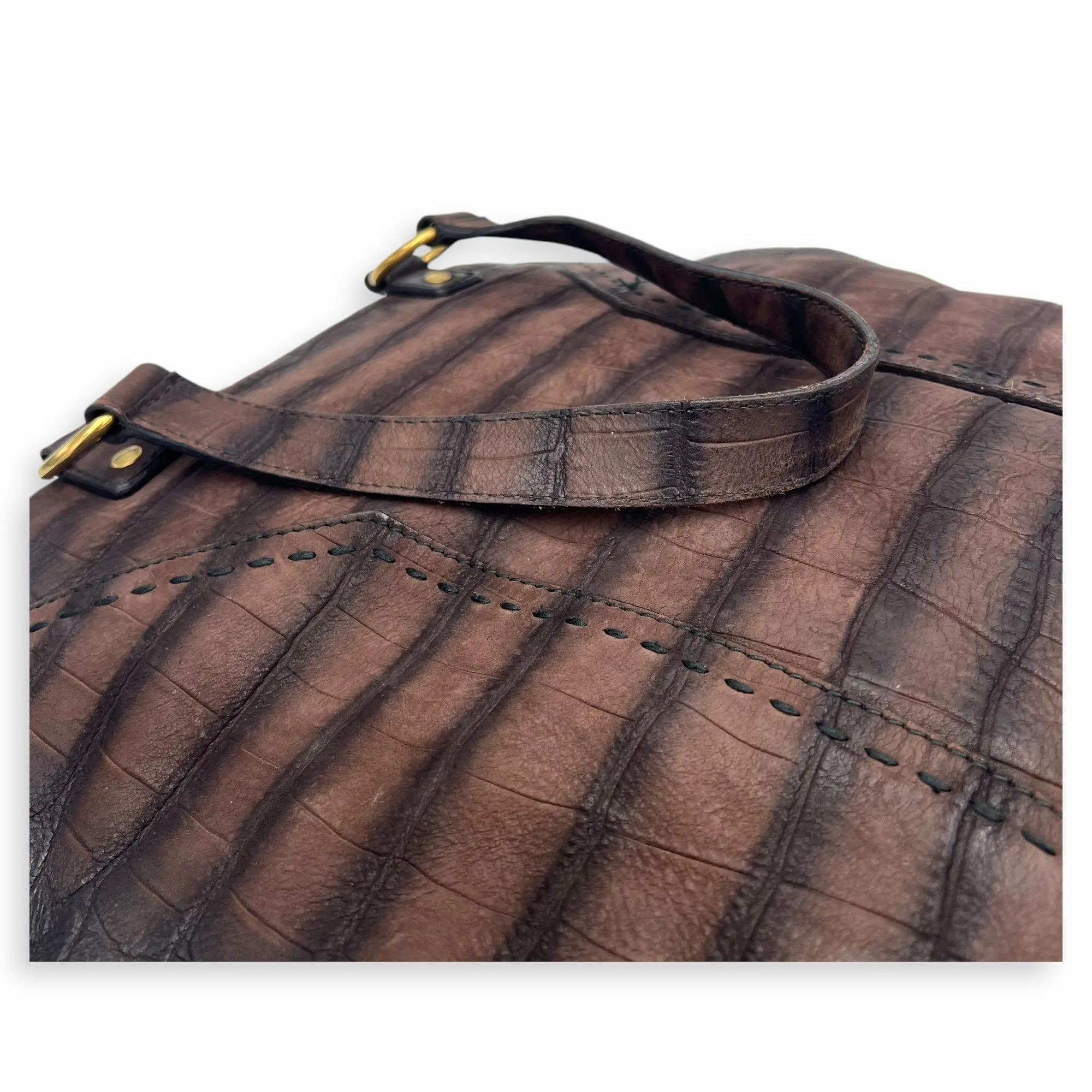 Muse Top Handle Bag Large Brown in Calfskin, Gold hardware