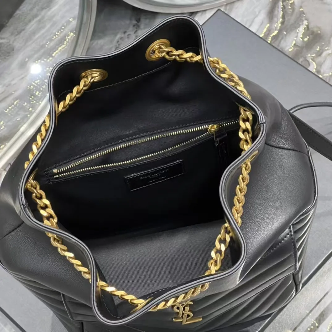 [TOP]Saint Laurent Joe Backpack Matelasse Chevron Leather Black - Bag