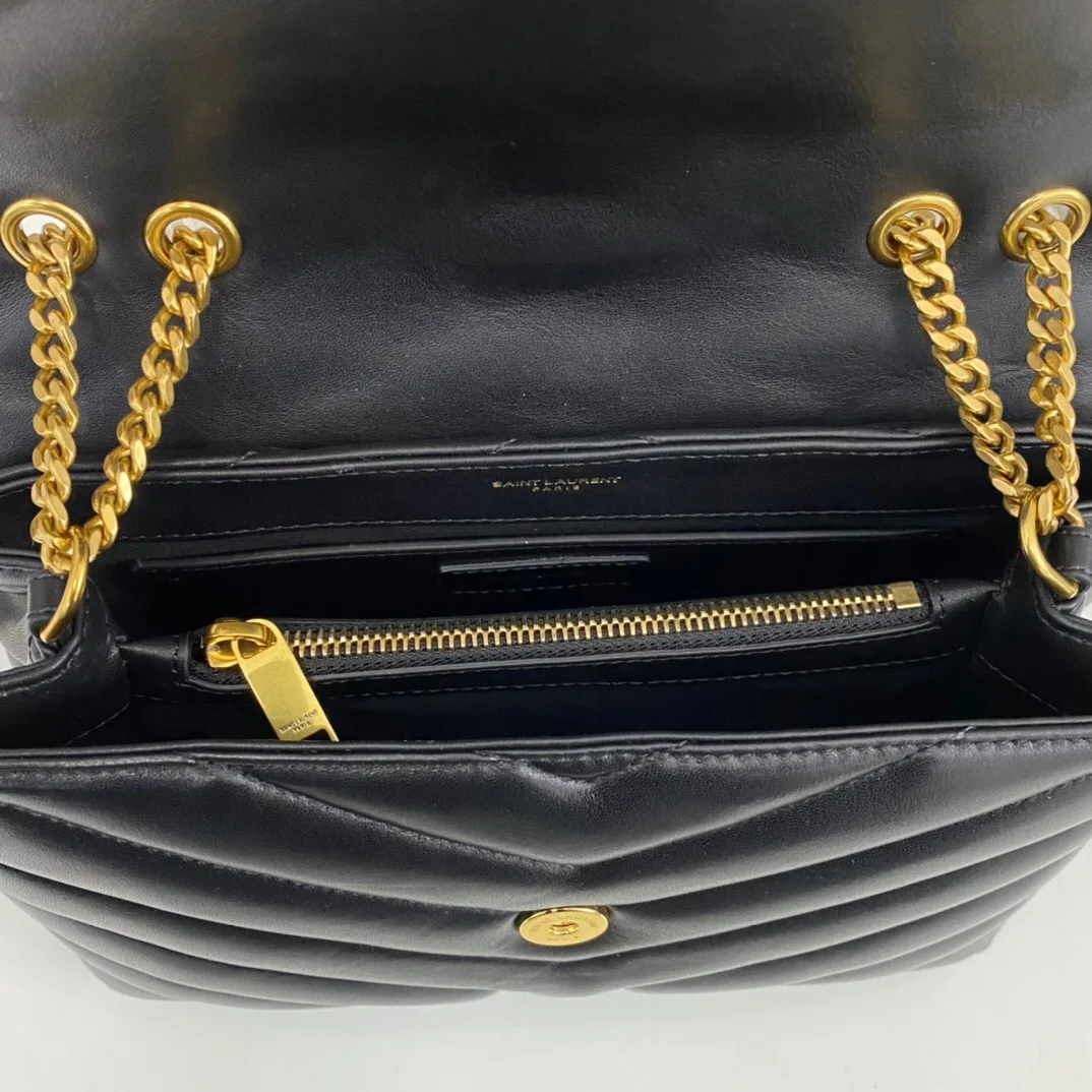 SAINT LAURENT Loulou Small Quilted Leather Shoulder Bag Black - Bag