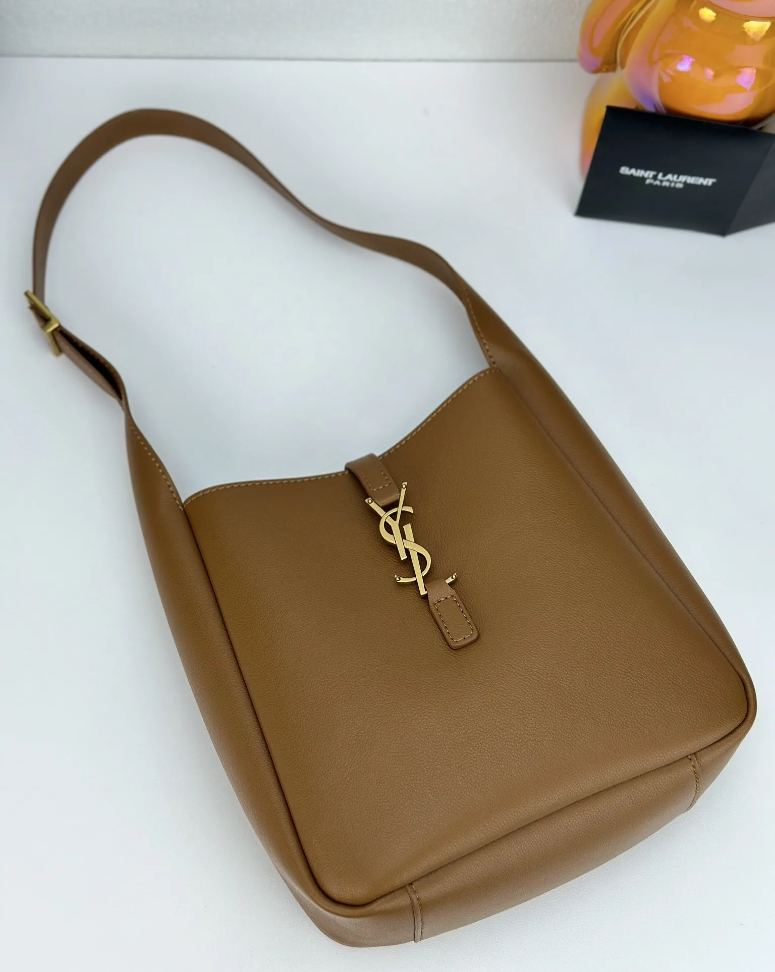 Saint Laurent LE 5 À 7 small bag in soft python Brown - Bag