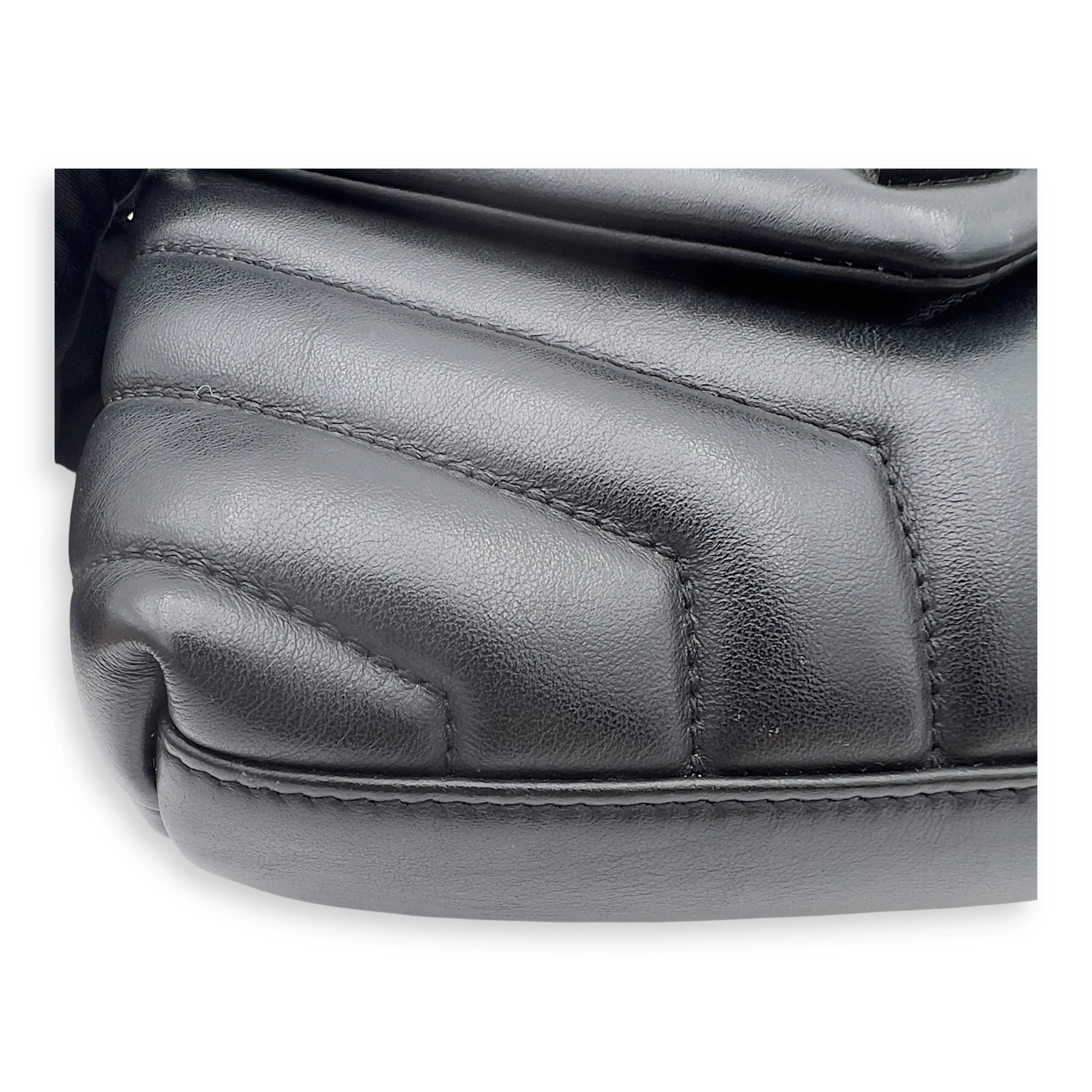 Loulou Shoulder Bag Black in Calfskin, Acetate hardware