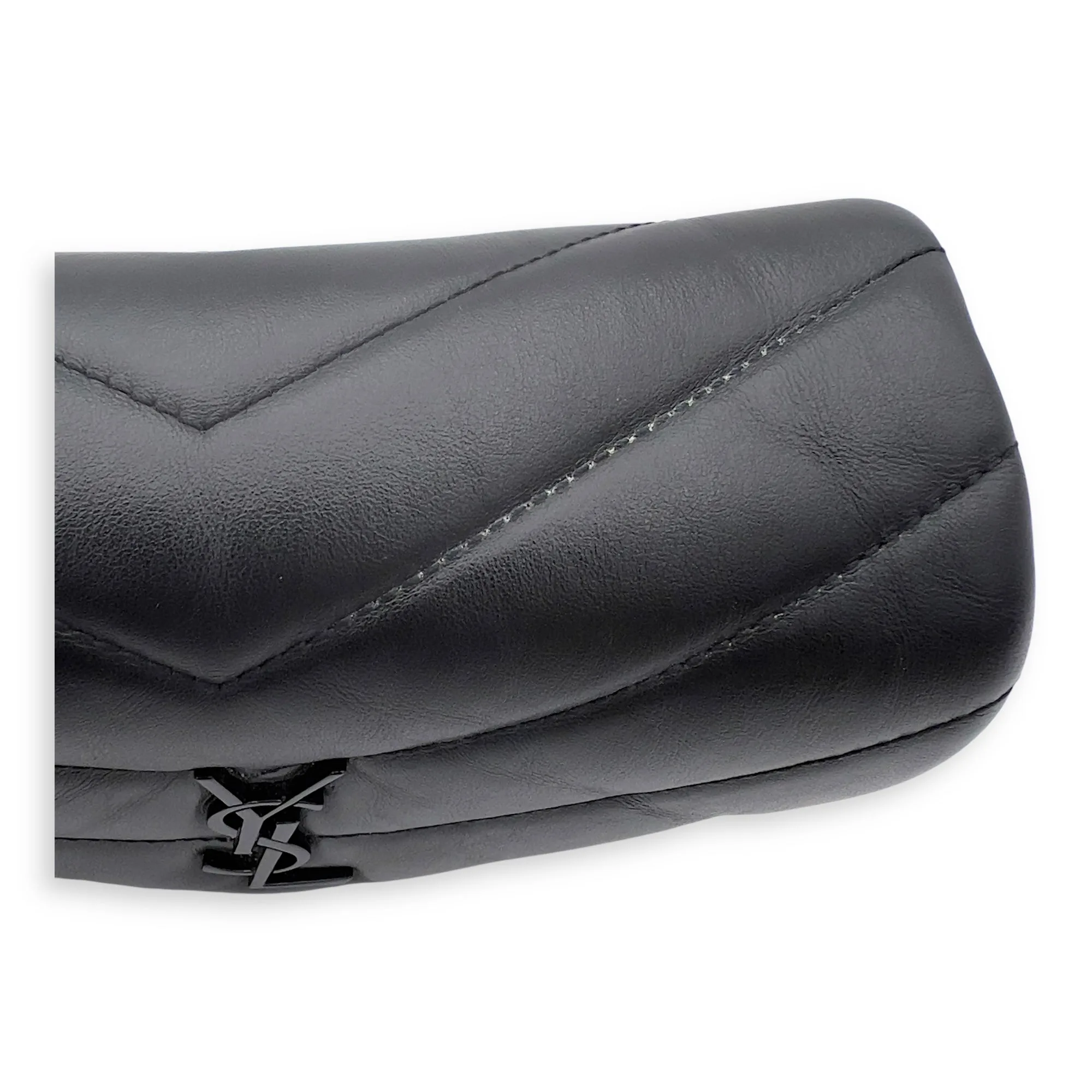 Loulou Shoulder Bag Black in Calfskin, Acetate hardware