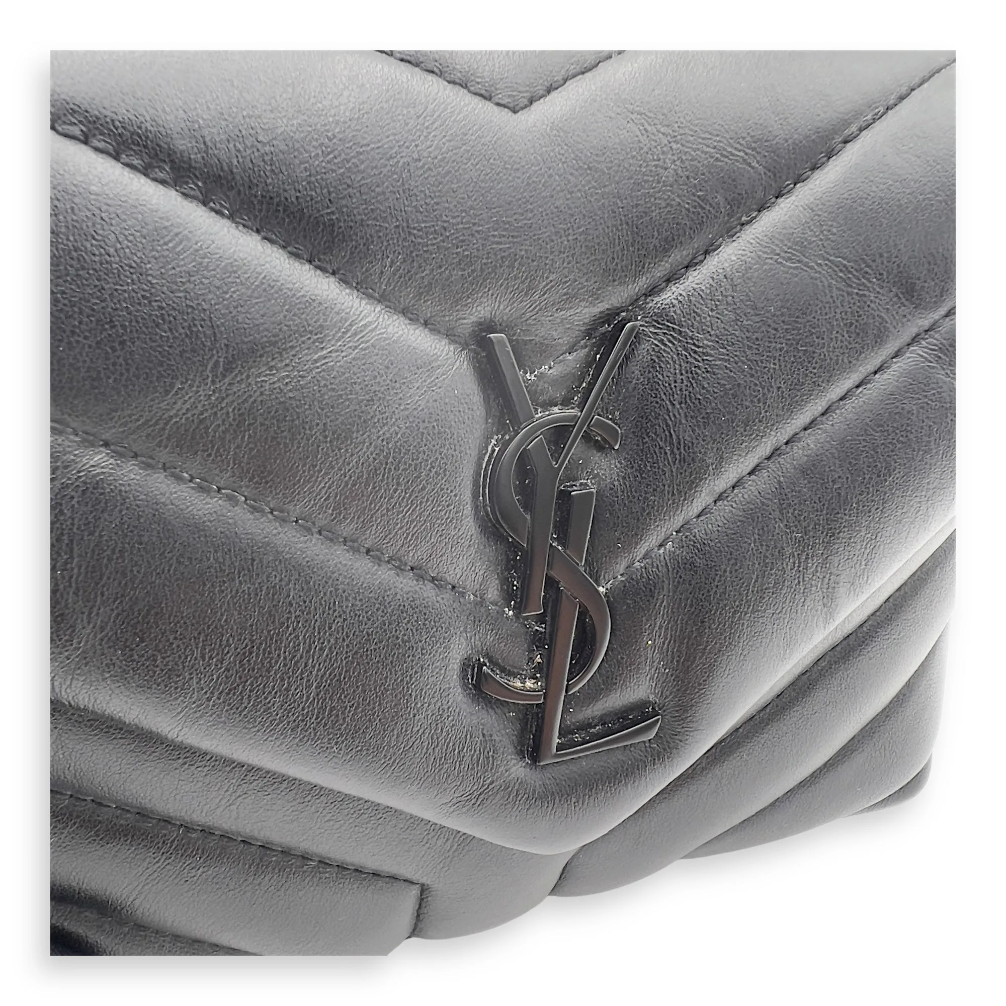 Loulou Shoulder Bag Black in Calfskin, Acetate hardware
