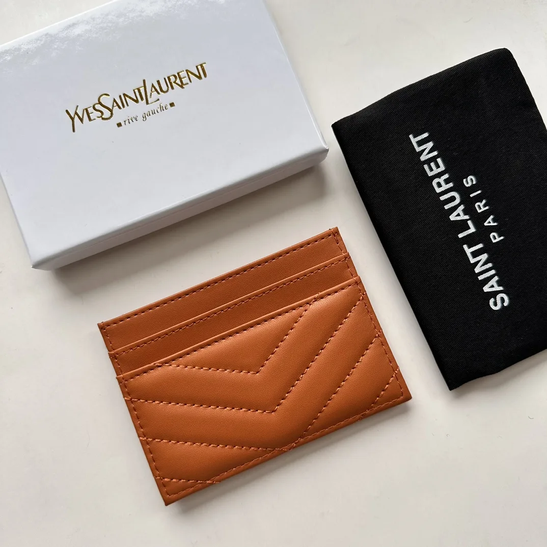 Saint Laurent CASSANDRE MATELASSÉ card case in lambskin -Orange Wallet