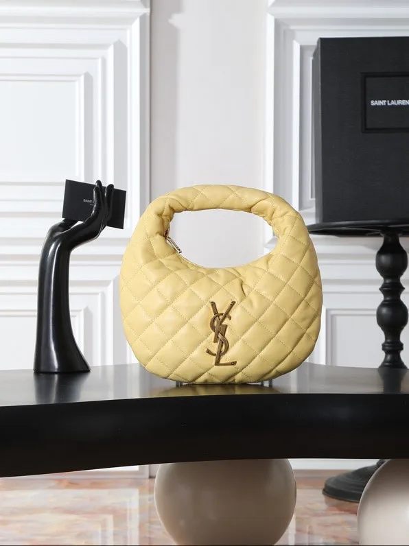 [TOP]Saint Laurent YSL IICARINO in quilted suede Hobo Bag - SOFT LEMON