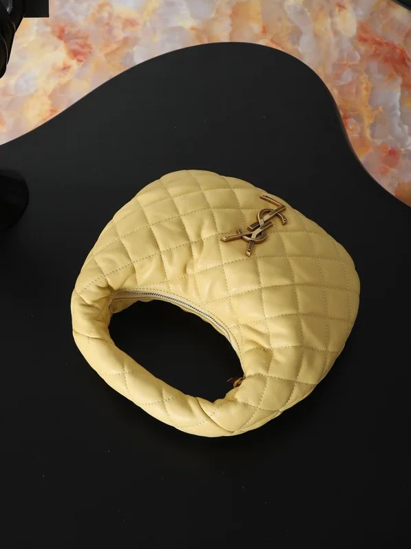 [TOP]Saint Laurent YSL IICARINO in quilted suede Hobo Bag - SOFT LEMON