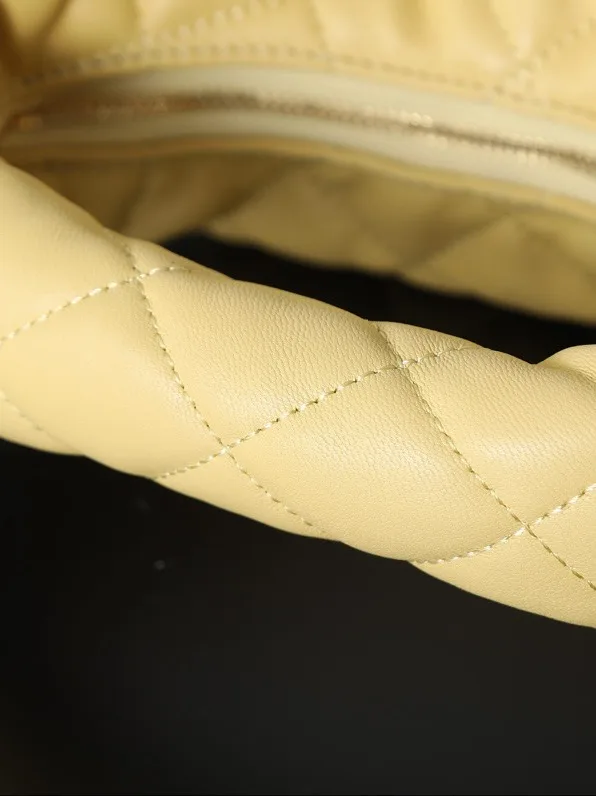 [TOP]Saint Laurent YSL IICARINO in quilted suede Hobo Bag - SOFT LEMON