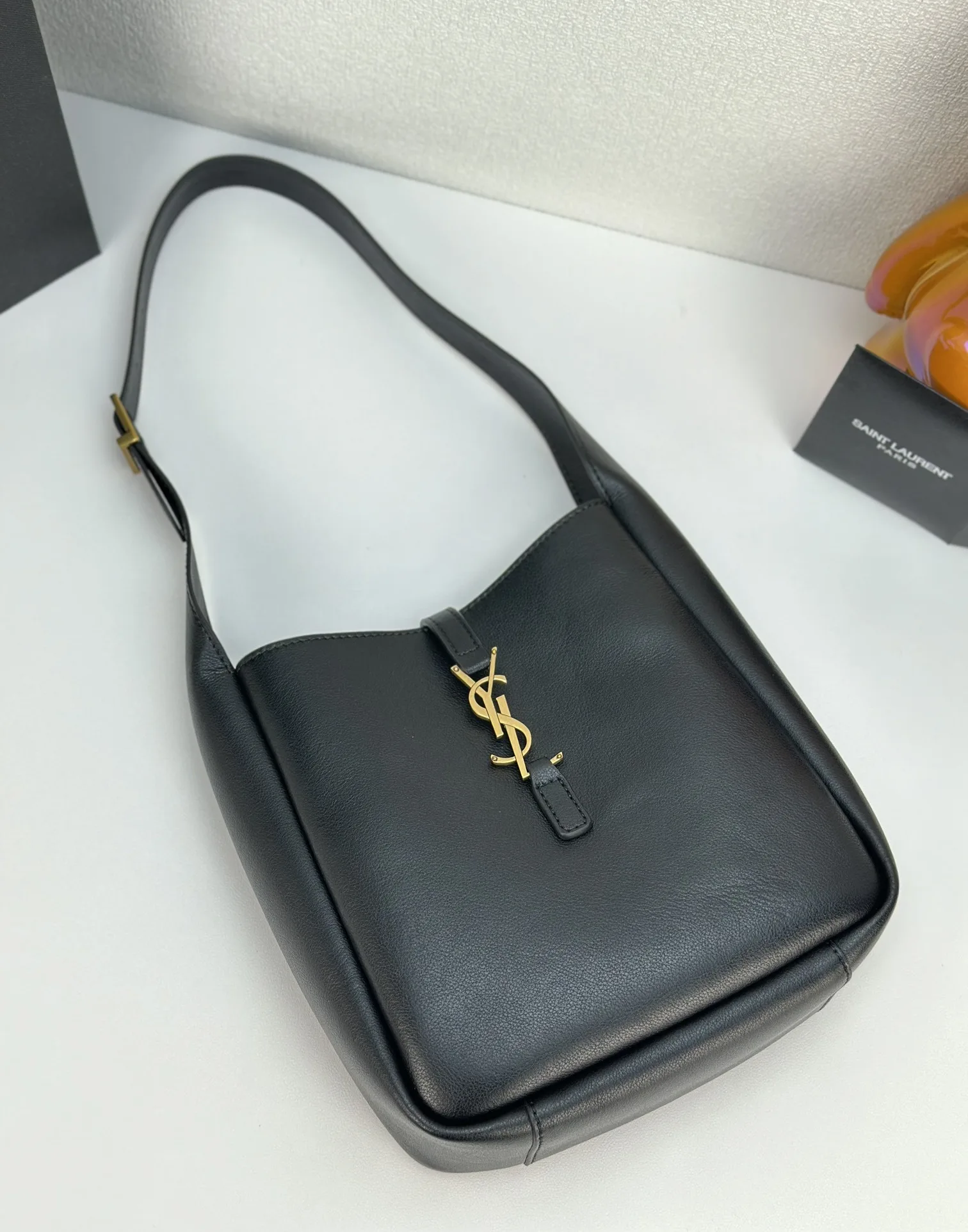 Saint Laurent LE 5 À 7 small bag in soft python Black - Bag