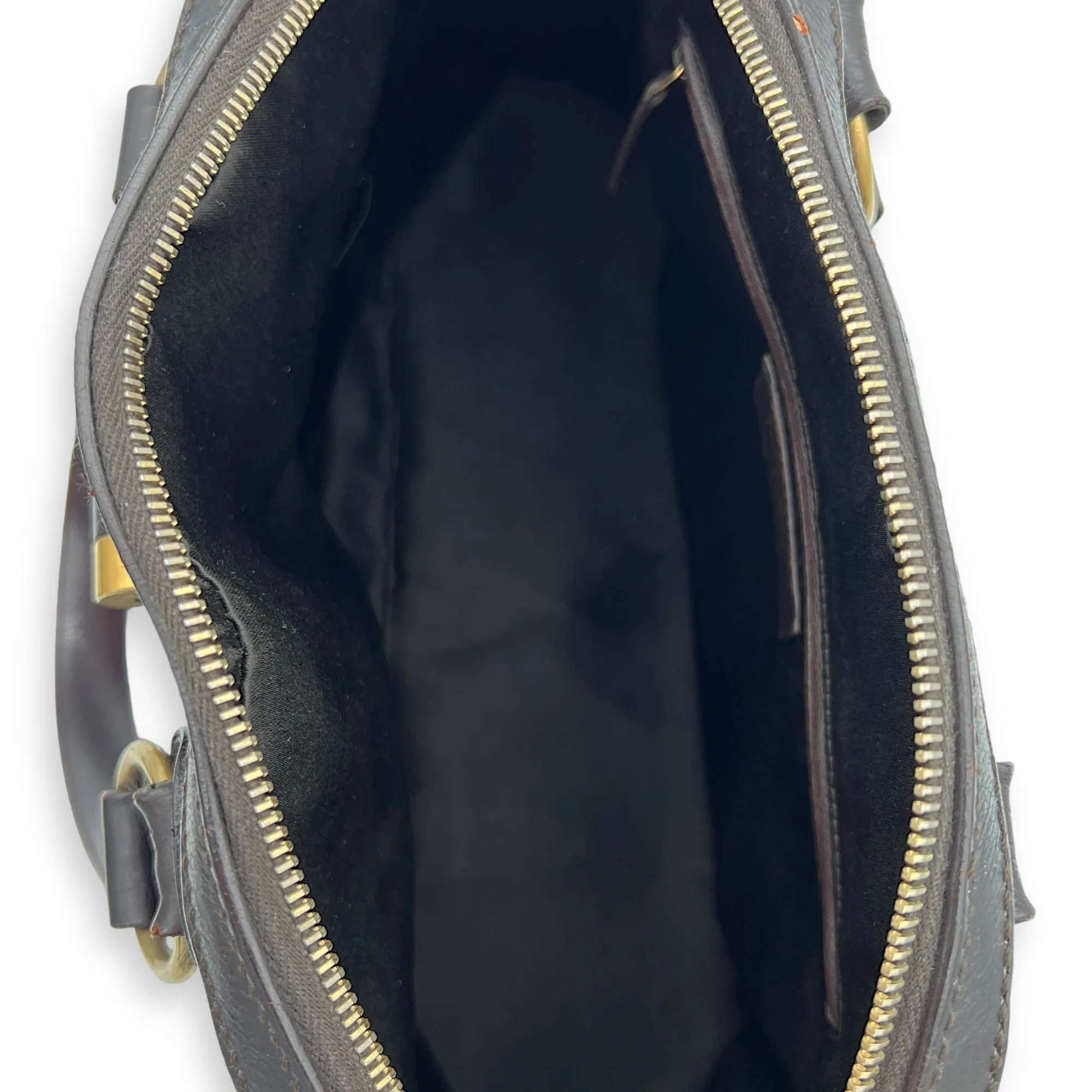 Muse Shoulder Bag Brown in Calfskin, Gold hardware