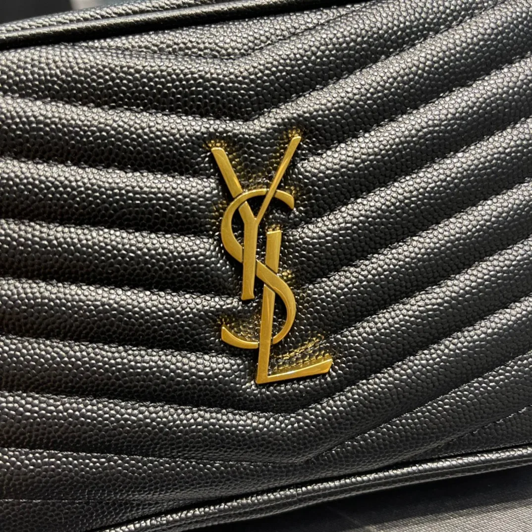YSL Lou Mini Bag In Quilted Grain De Poudre Embossed Leather