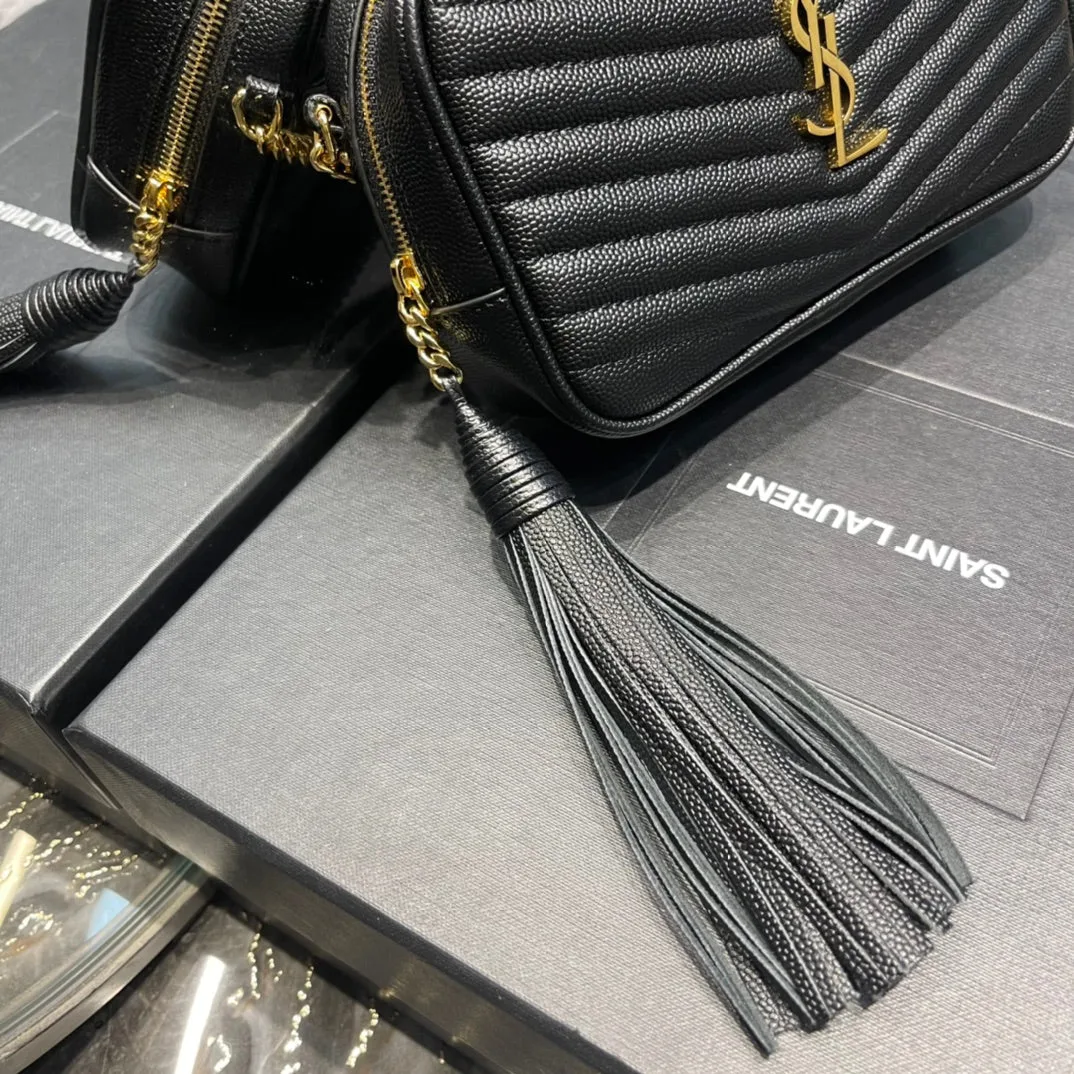 YSL Lou Mini Bag In Quilted Grain De Poudre Embossed Leather