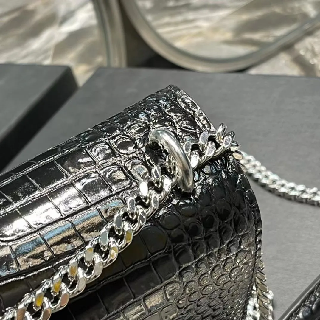 YSL Black Embossed Leather Shoulder Bag