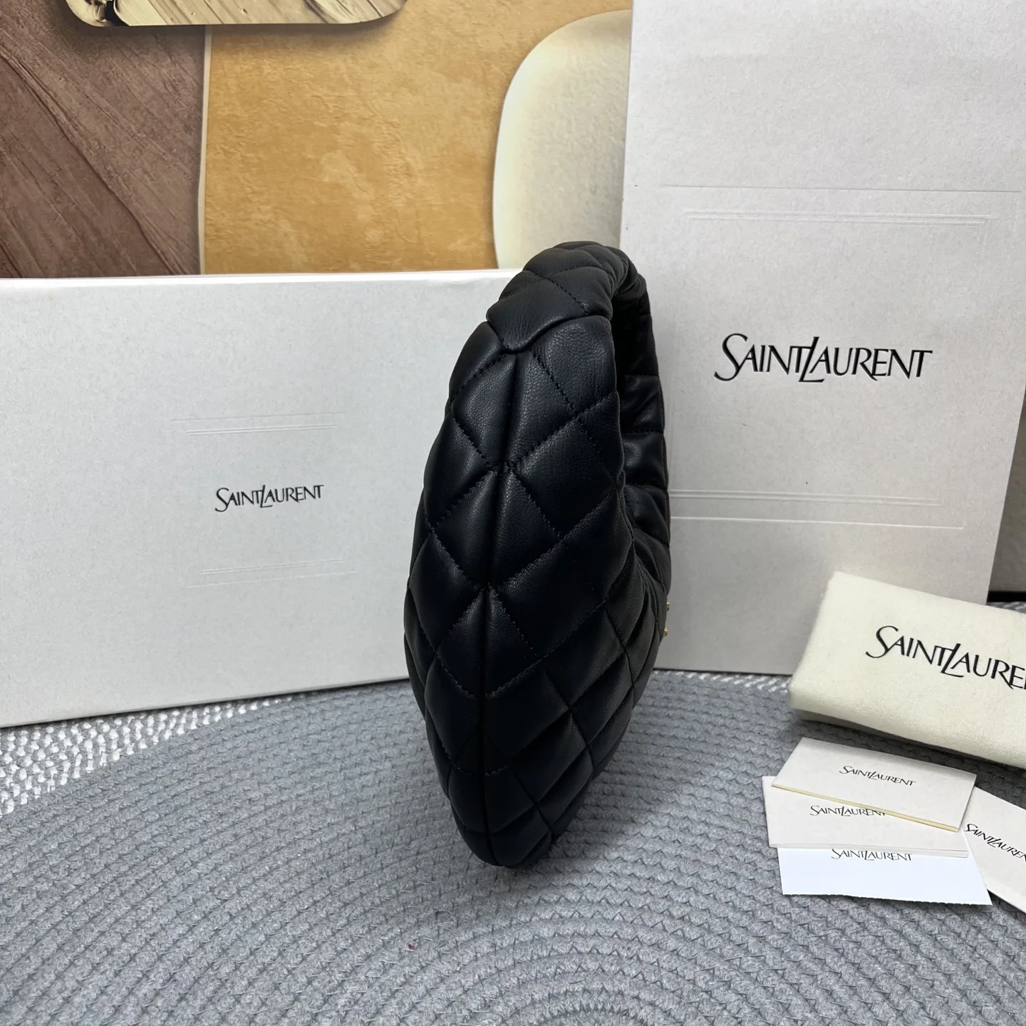 Saint Laurent YSL ICARINO in quilted nappa Hobo Bag - Black