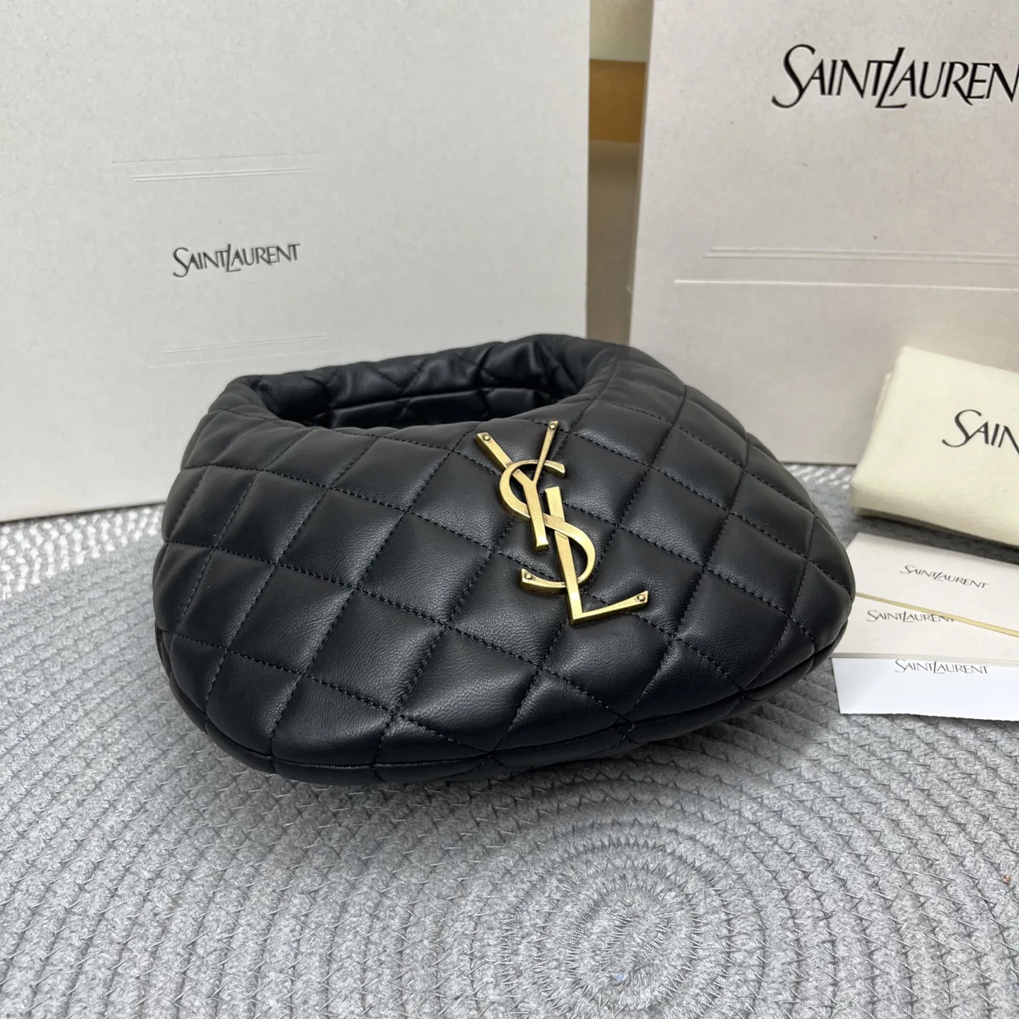 Saint Laurent YSL ICARINO in quilted nappa Hobo Bag - Black