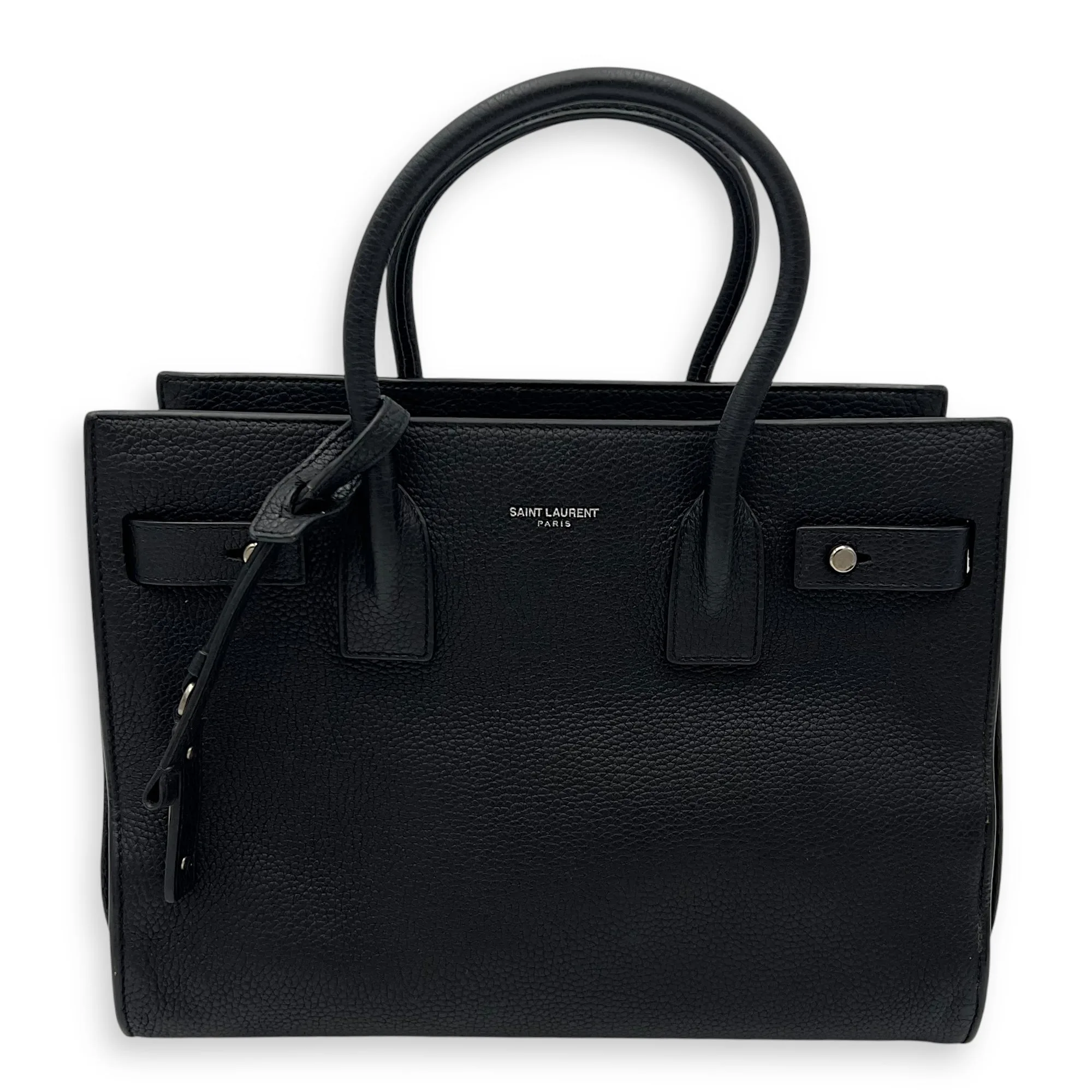 Sac de Jour Top Handle Bag Baby Black in Calfskin, Silver hardware