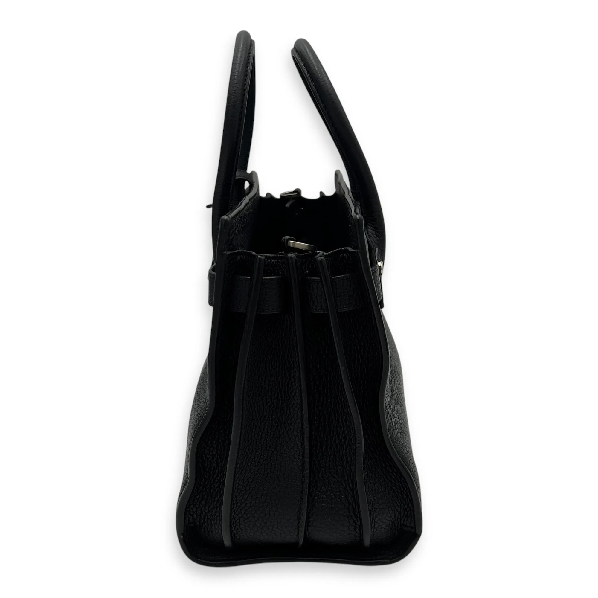 Sac de Jour Top Handle Bag Baby Black in Calfskin, Silver hardware