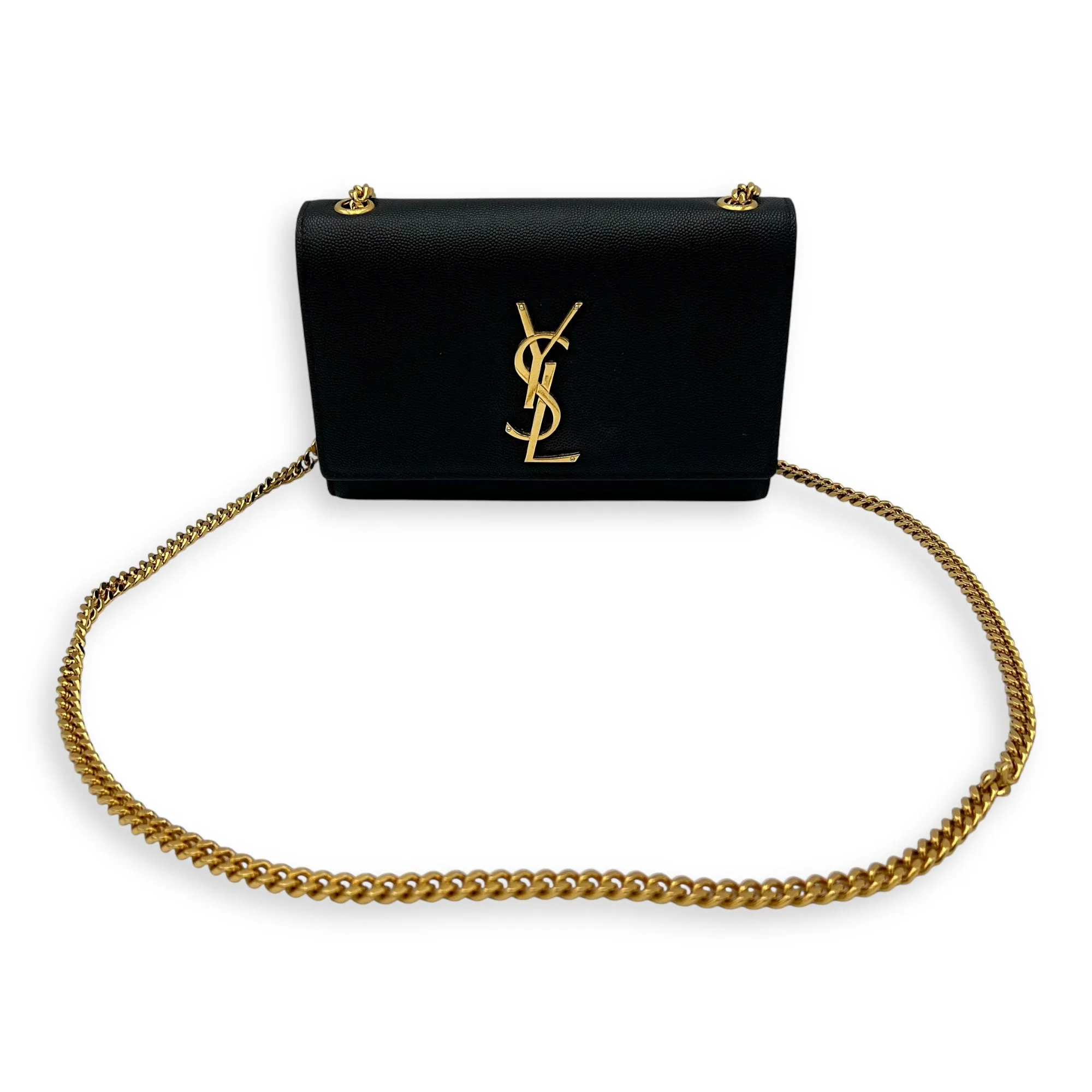 Kate Black Crossbody Bag in Calfskin, Gold hardware
