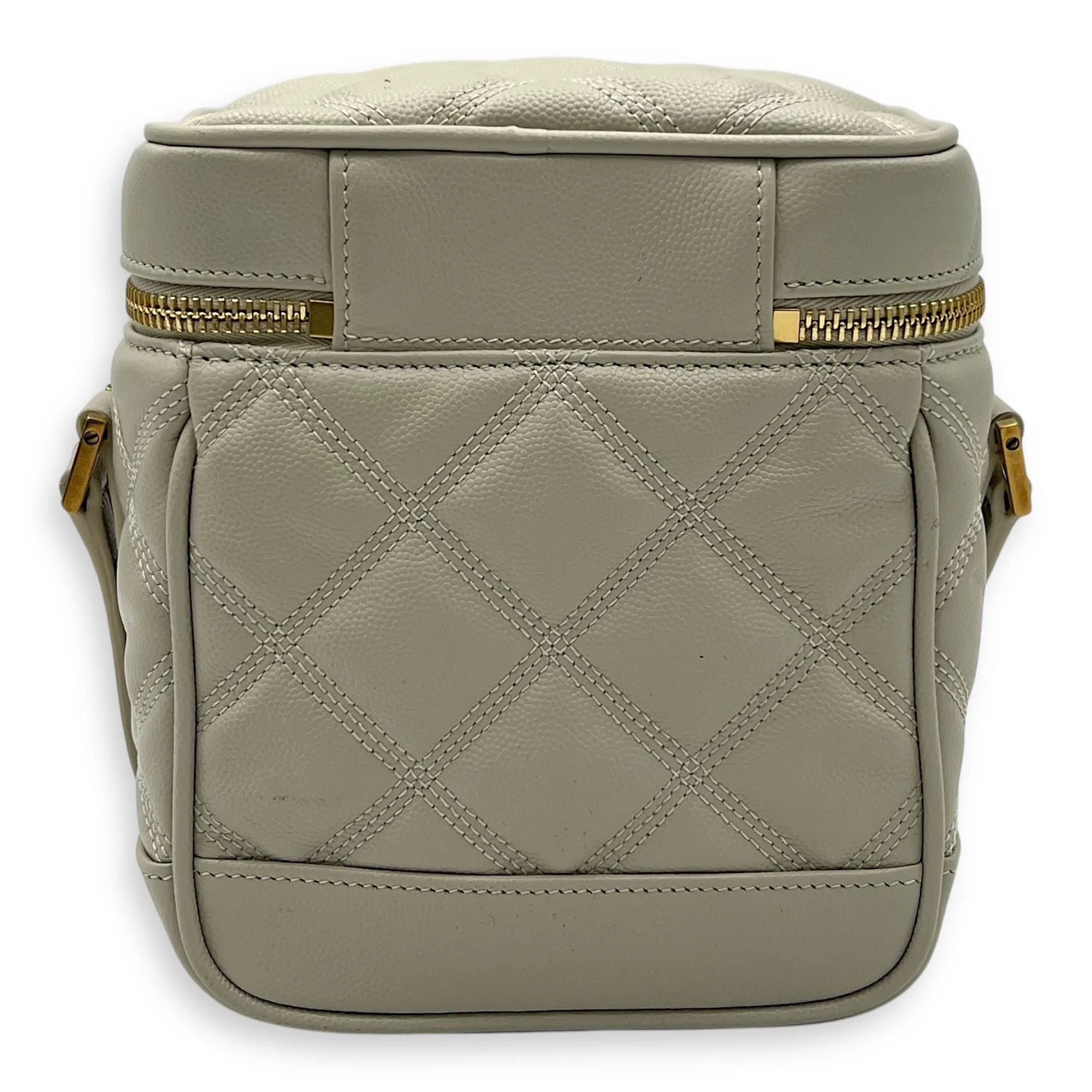 Quilted 80's Vanity Bag White in Calfskin, Gold hardware