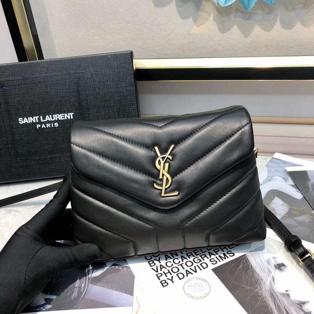 [TOP] SAINT LAURENT Loulou Toy quilted leather shoulder bag black - Bag