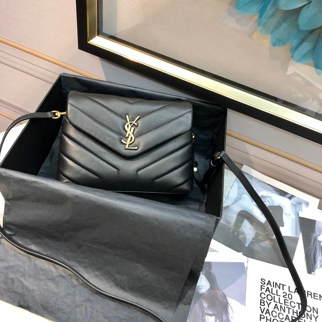 [TOP] SAINT LAURENT Loulou Toy quilted leather shoulder bag black - Bag