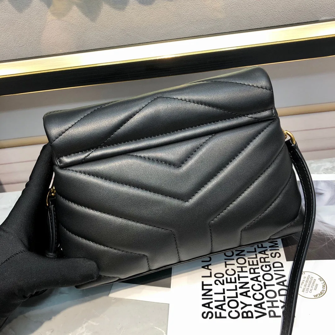 [TOP] SAINT LAURENT Loulou Toy quilted leather shoulder bag black - Bag