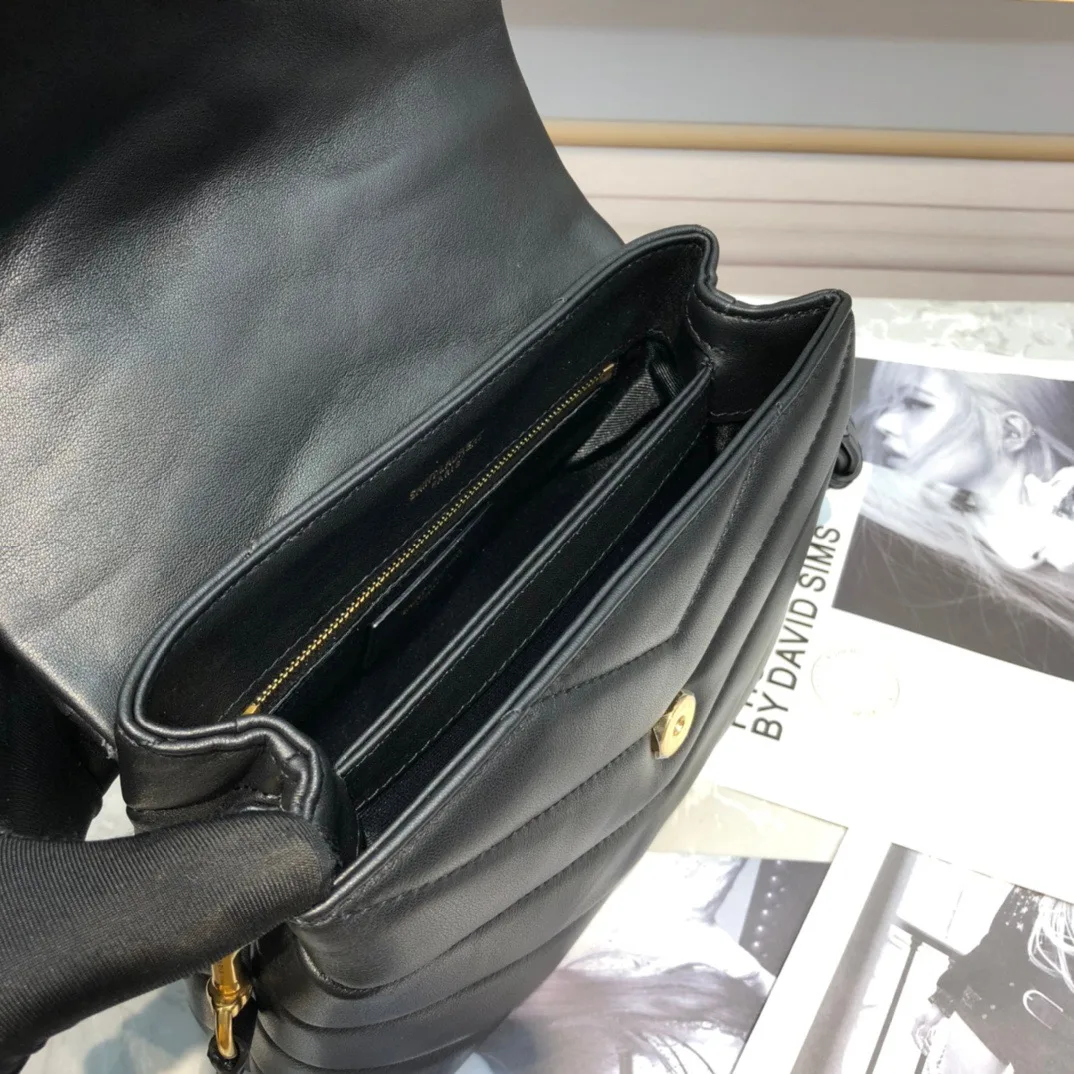 [TOP] SAINT LAURENT Loulou Toy quilted leather shoulder bag black - Bag