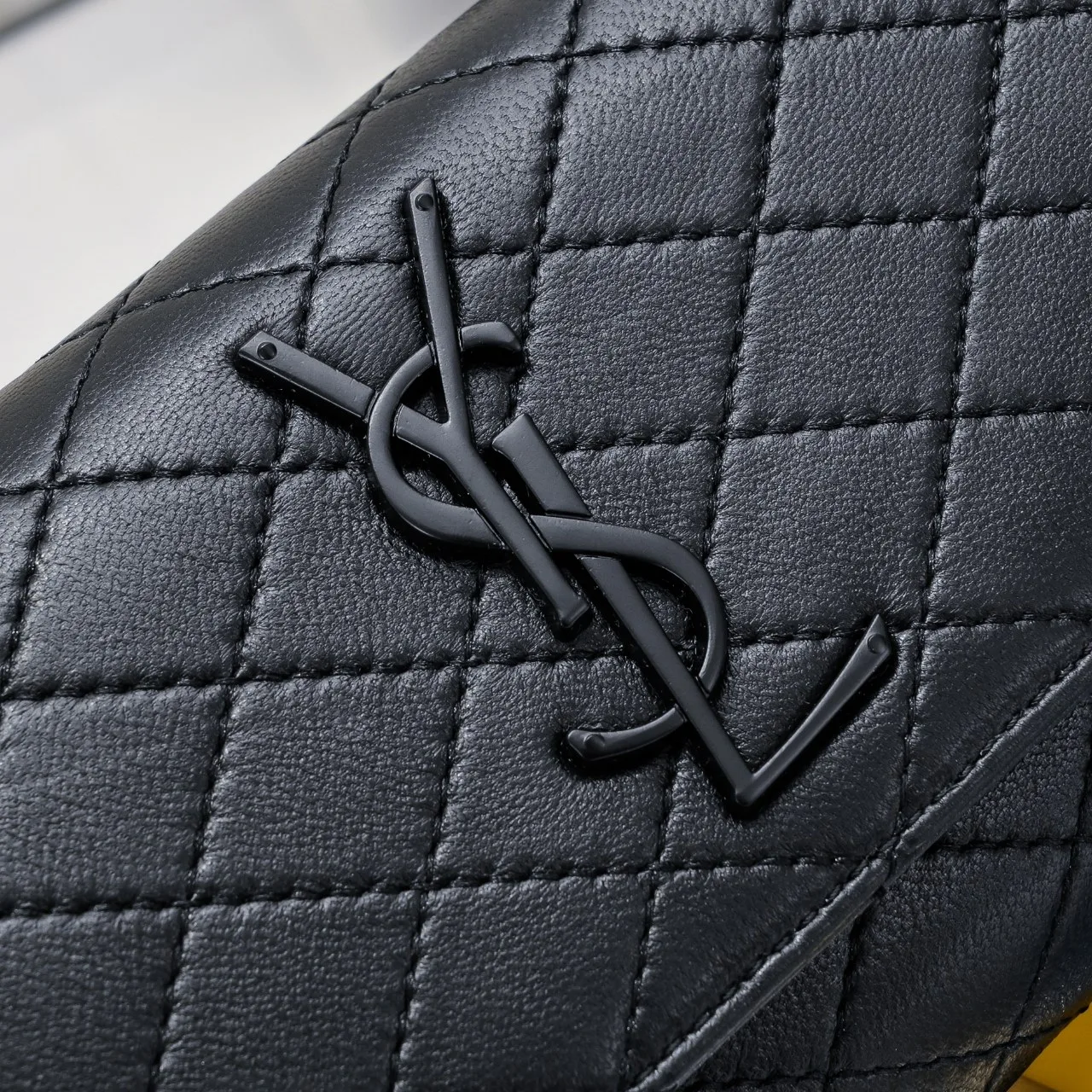 SAINT LAURENT BLACK GABY CHAIN PHONE HOLDER IN QUILTED Calfskin-BLACK HARDWARE - Bag