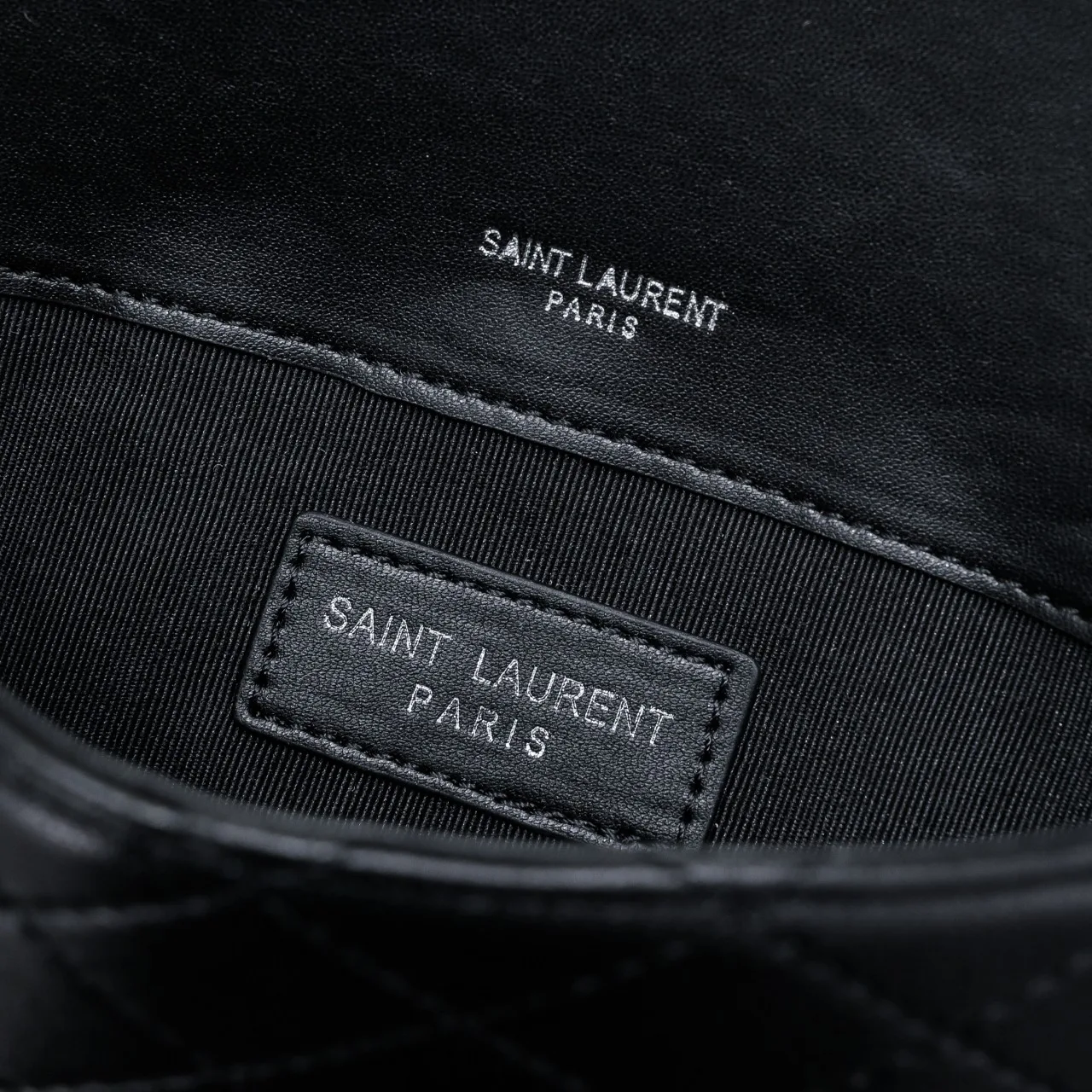 SAINT LAURENT BLACK GABY CHAIN PHONE HOLDER IN QUILTED Calfskin-BLACK HARDWARE - Bag