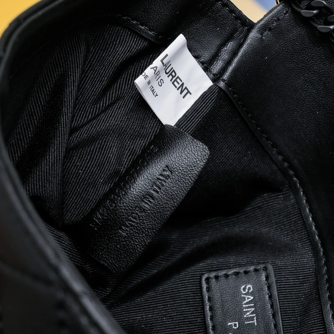 SAINT LAURENT BLACK GABY CHAIN PHONE HOLDER IN QUILTED Calfskin-BLACK HARDWARE - Bag