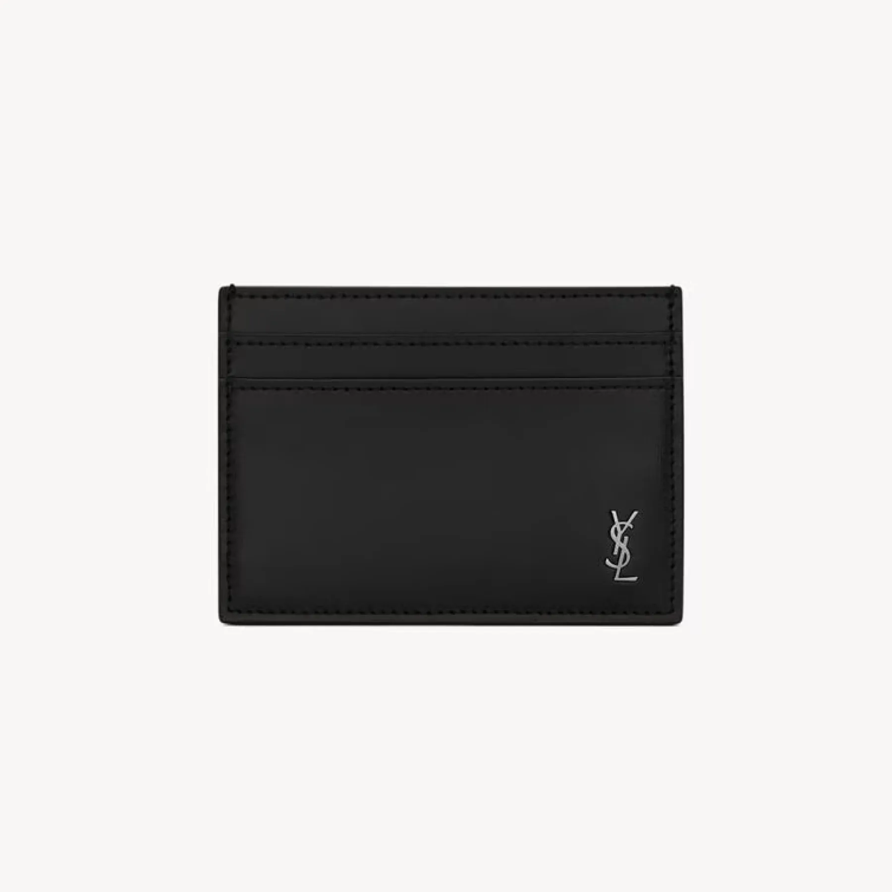 Saint Laurent YSL TINY CASSANDRE card case in matte leather - Black