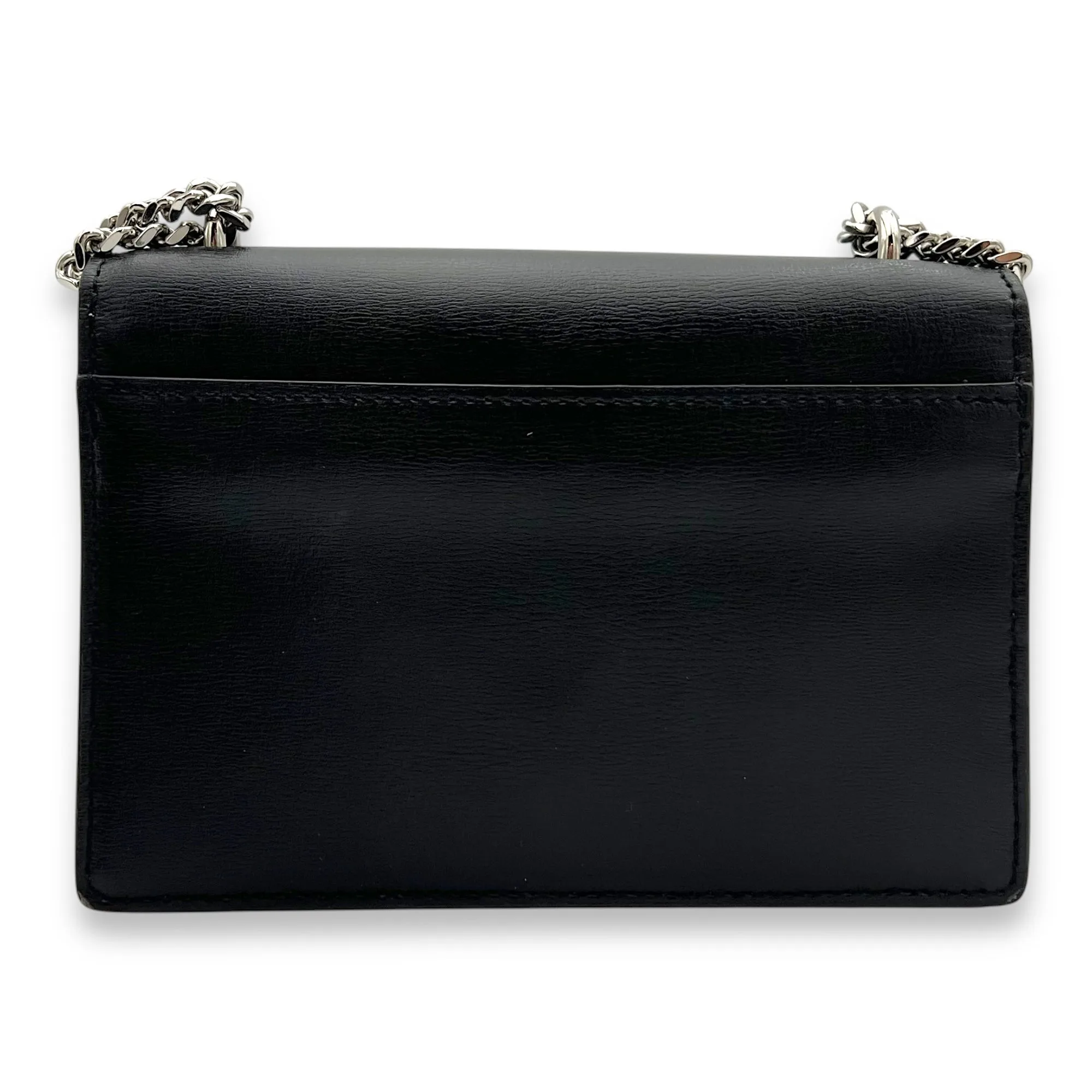Sunset Crossbody Bag Mini Black in Calfskin, Silver hardware
