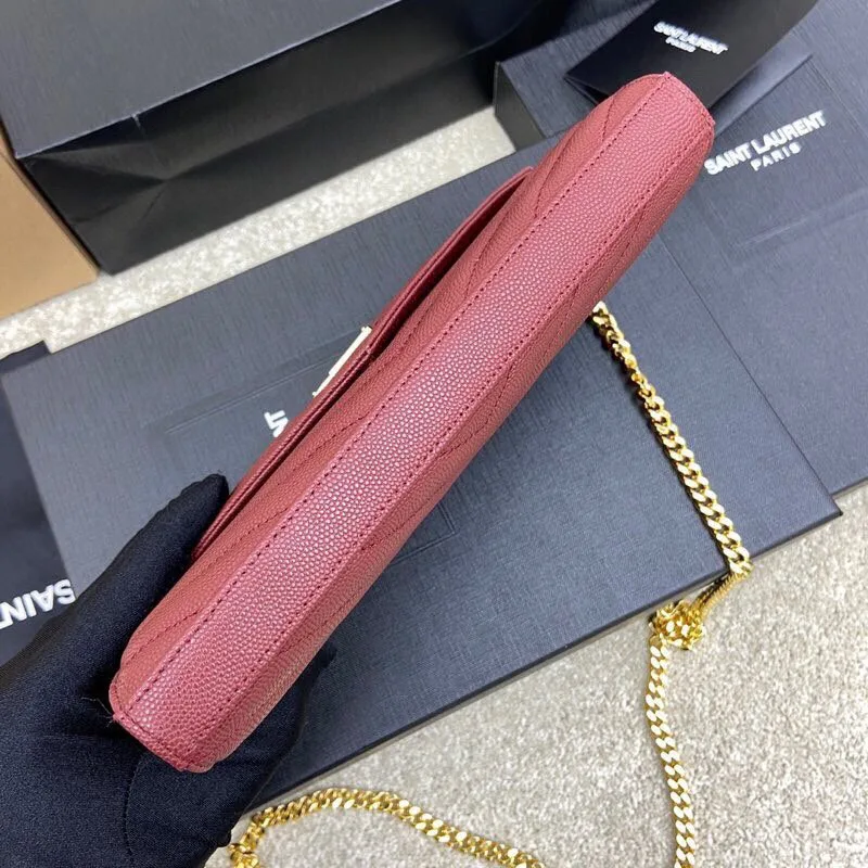 Saint Laurent YSL Cassandre Envelope - Merlot Red