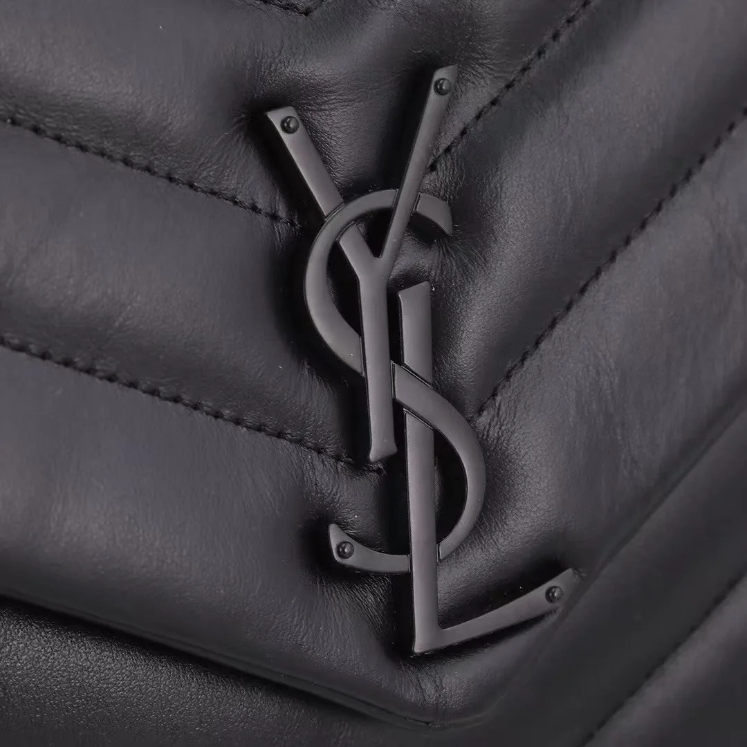 [TOP] SAINT LAURENT Loulou medium quilted leather shoulder bag black Bag-Black hardware